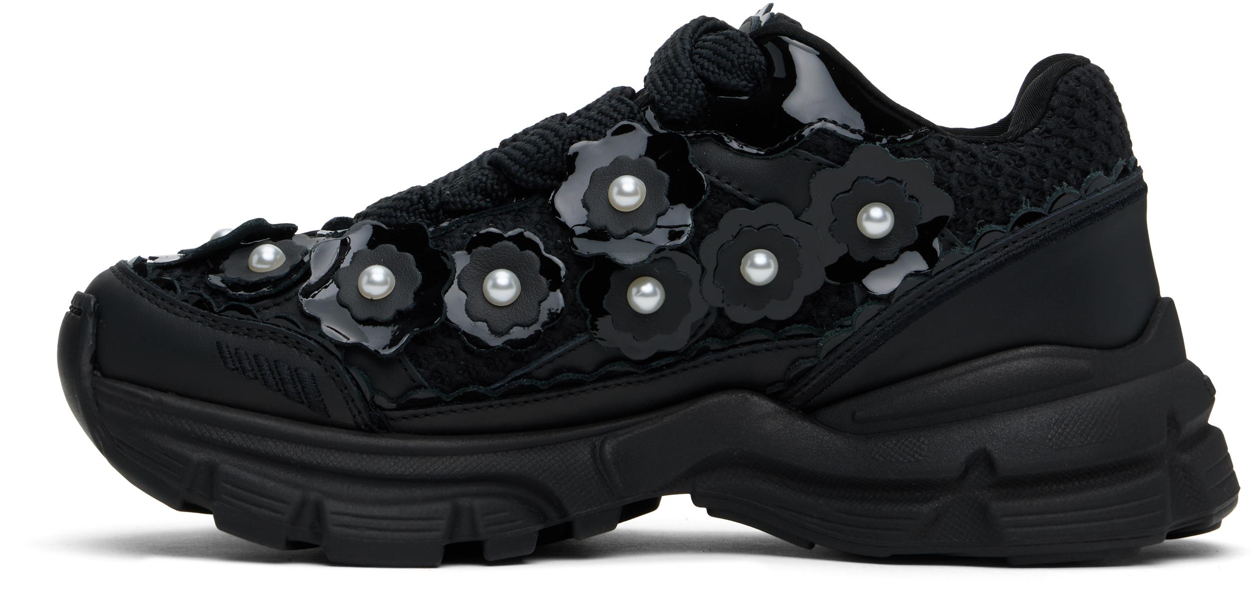Axel Arigato Womens Black Marathon Runner Flower Mesh And Leather Trainers In Black/black