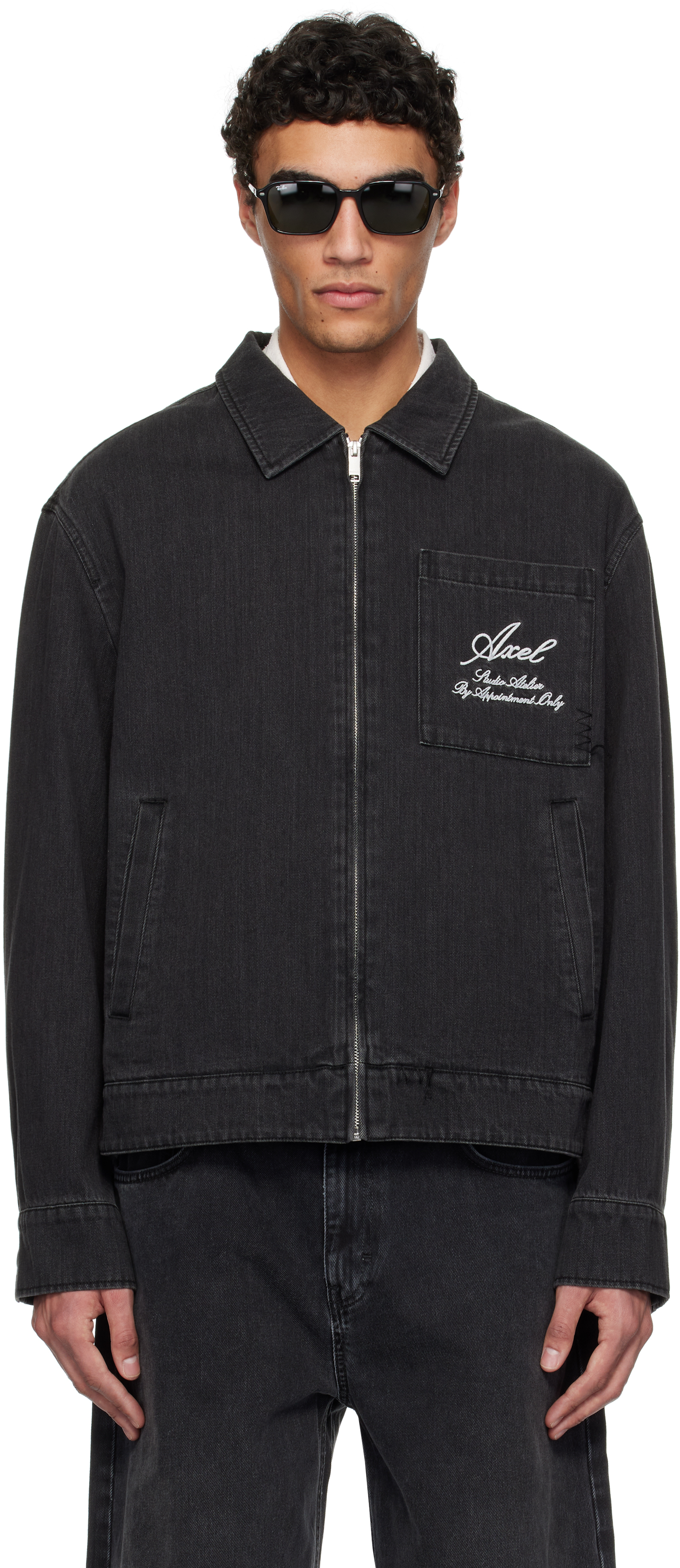 Axel Arigato Black Thread Denim Jacket In Black