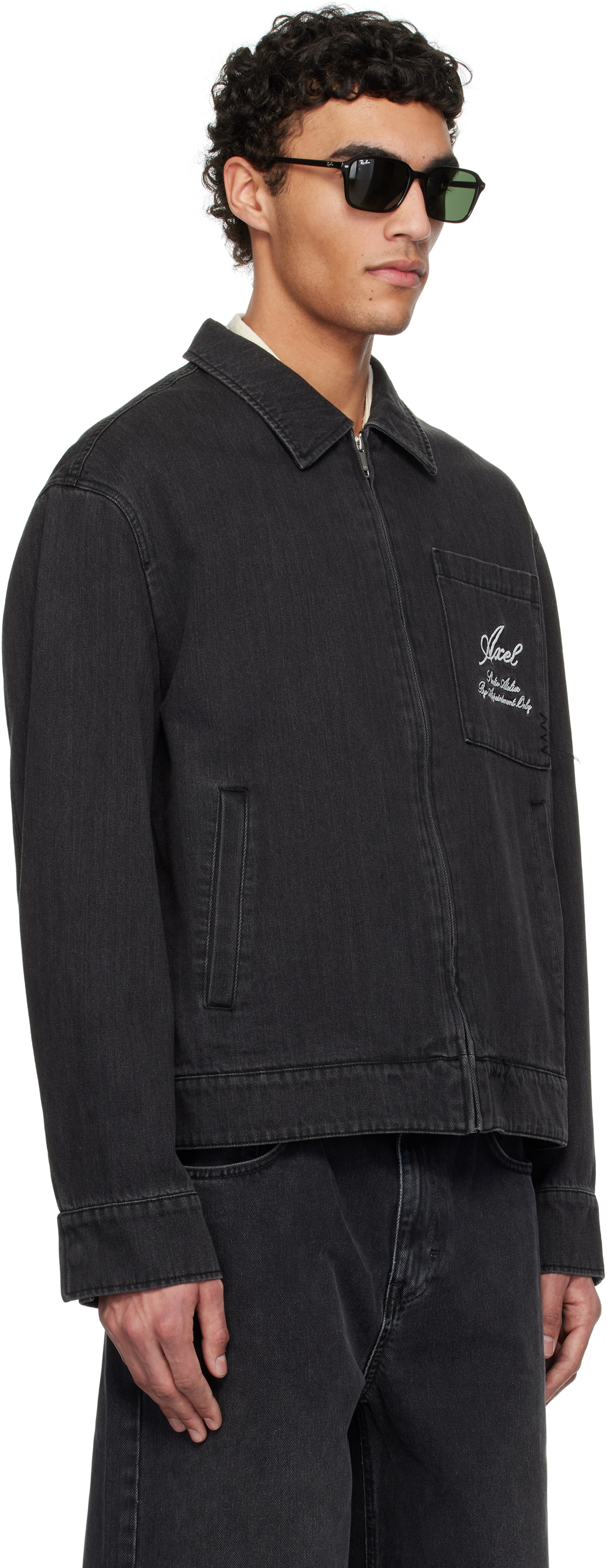 Axel Arigato Black Thread Denim Jacket In Black