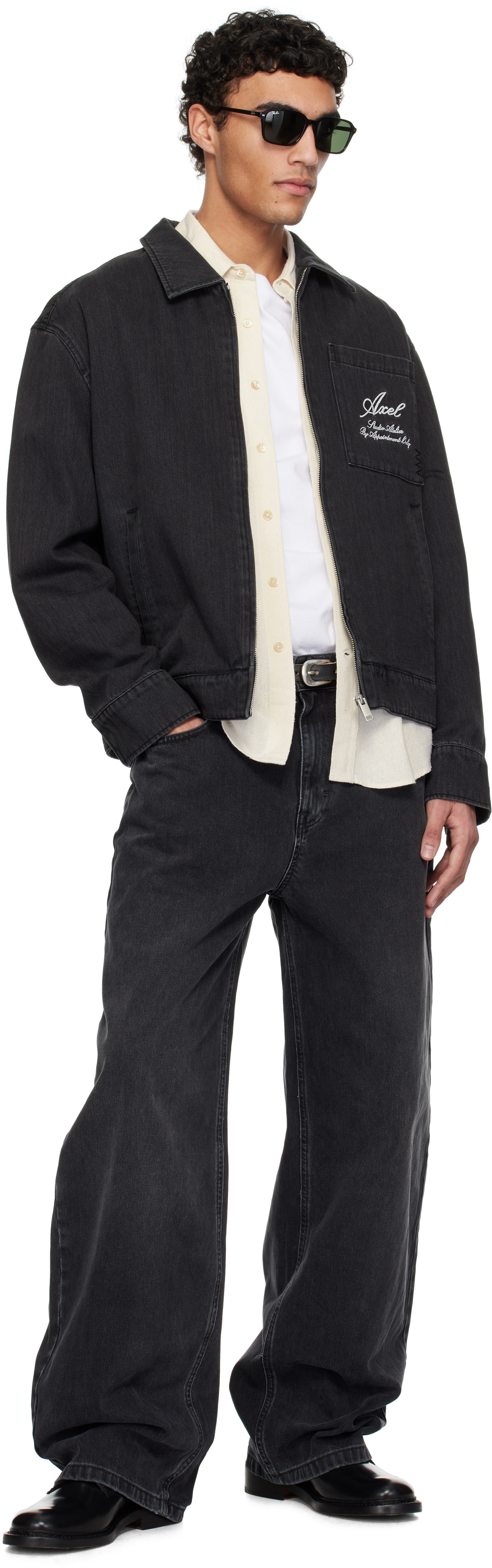 Axel Arigato Black Thread Denim Jacket In Black