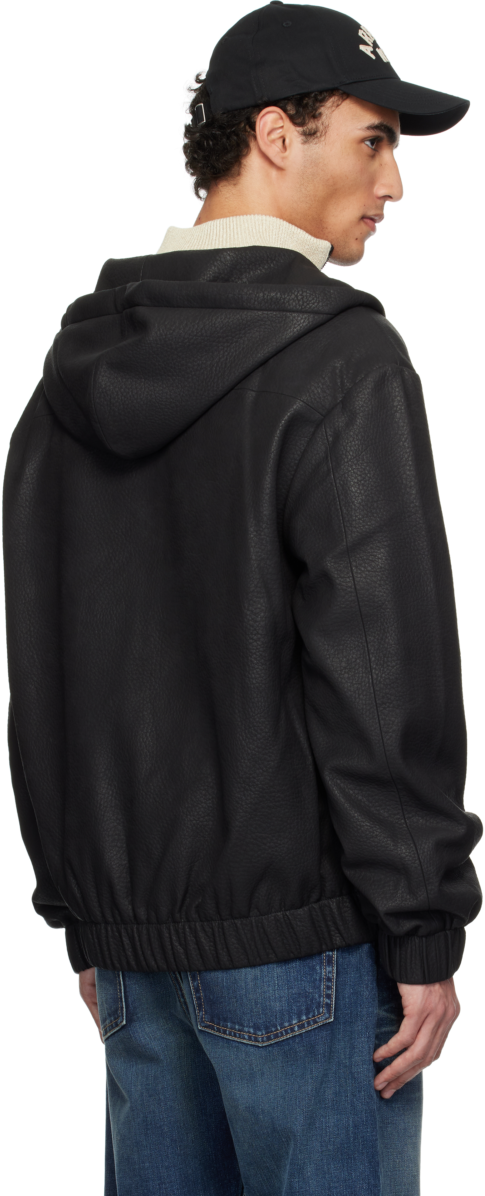Axel Arigato Black Pebbled Hooded Faux-leather Jacket In Black