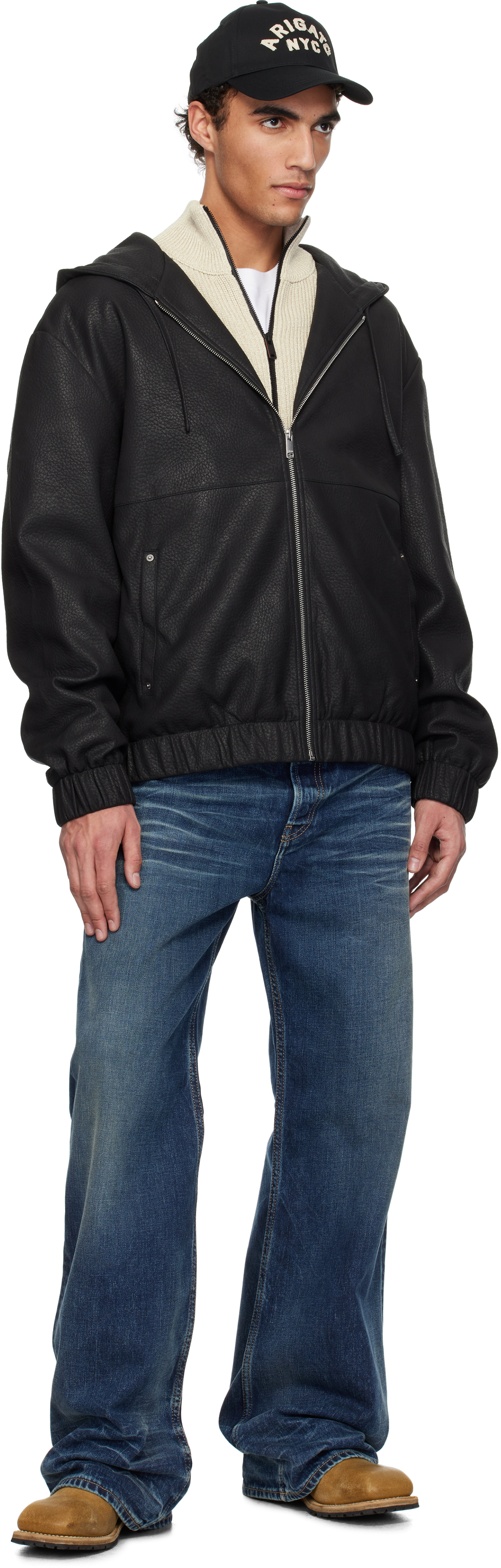 Axel Arigato Black Pebbled Hooded Faux-leather Jacket In Black