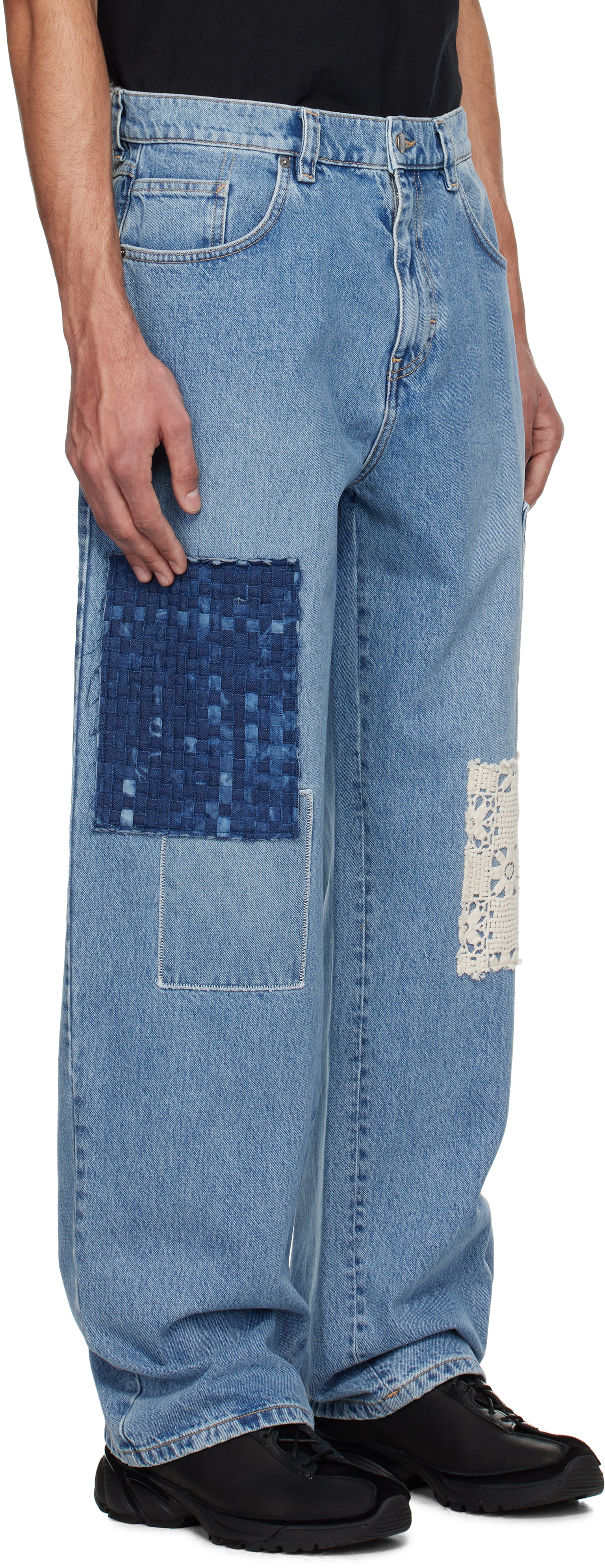 Axel Arigato Patchwork Jeans In Light Blue