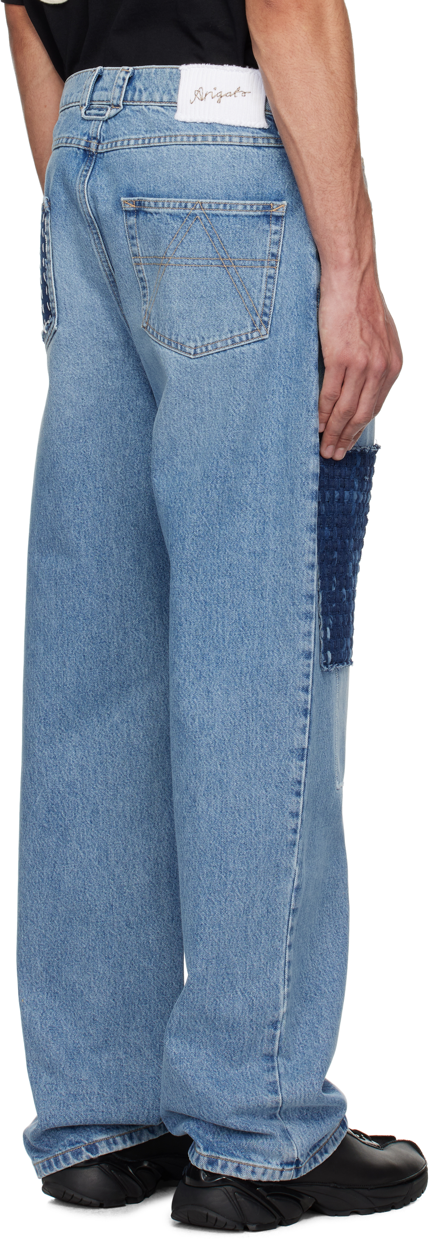 Axel Arigato Patchwork Jeans In Light Blue