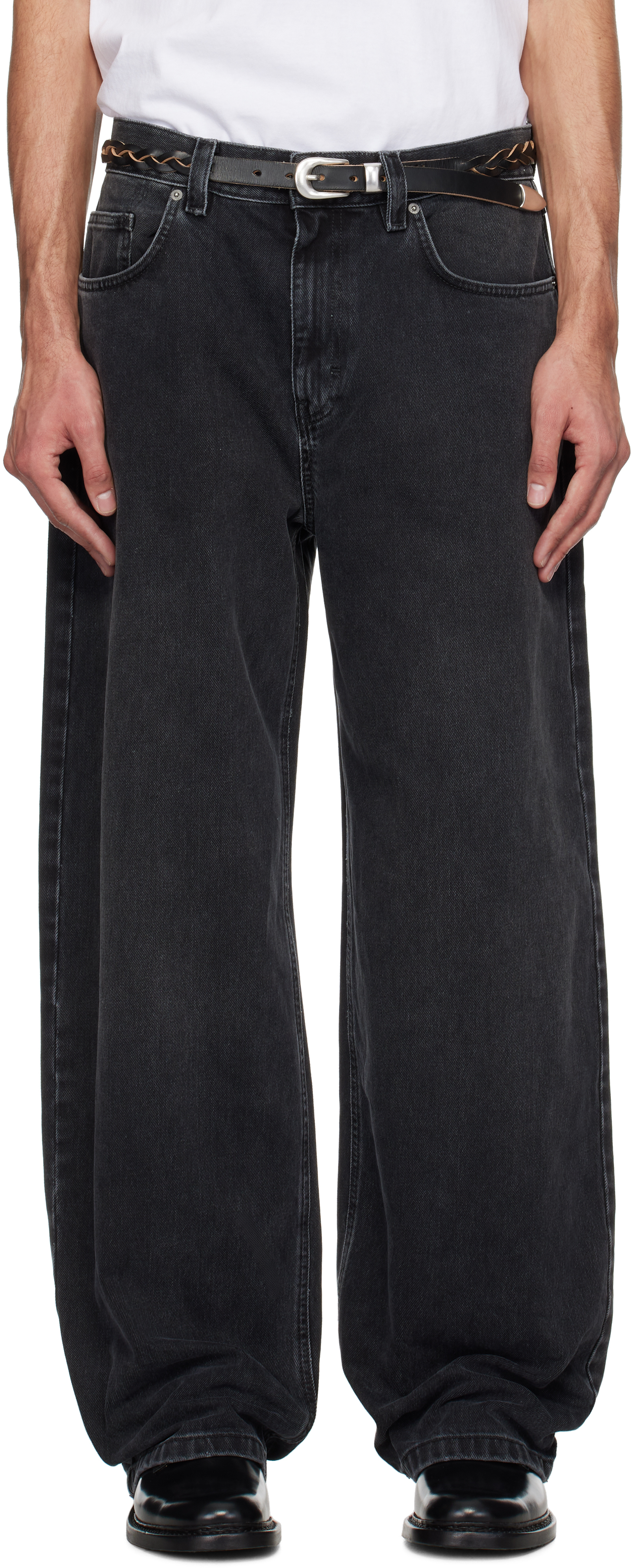 Axel Arigato Embroidered Relaxed Jeans In Black