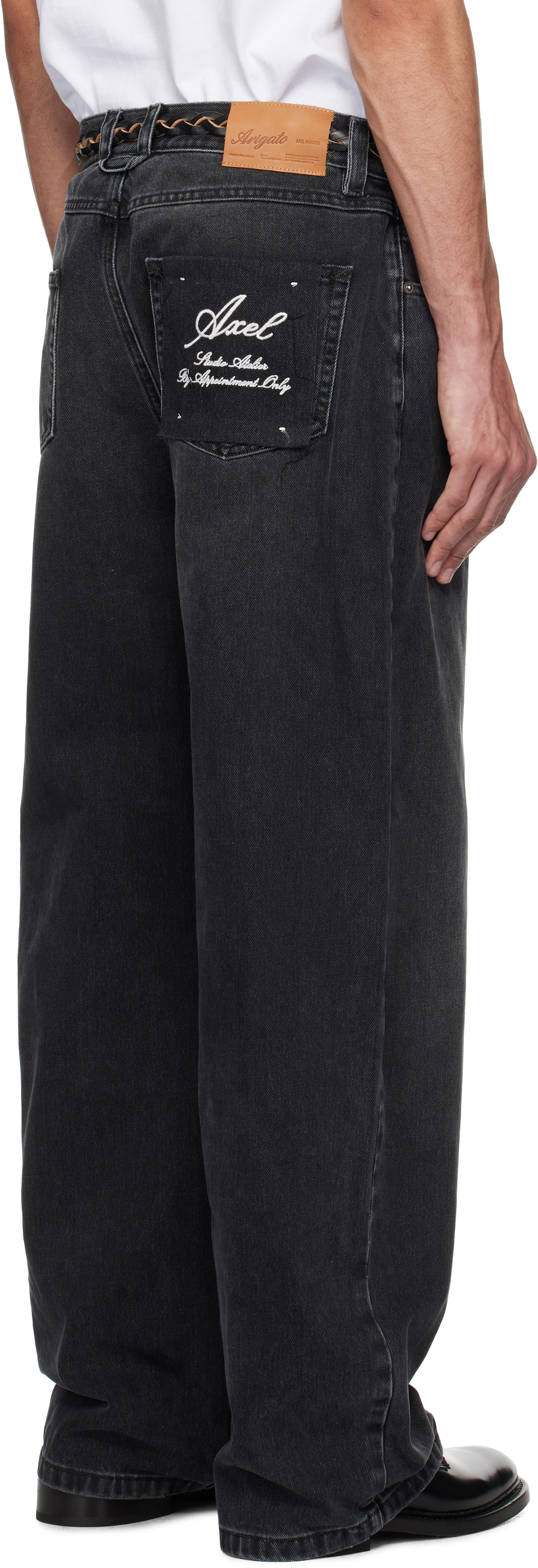 Axel Arigato Embroidered Relaxed Jeans In Black