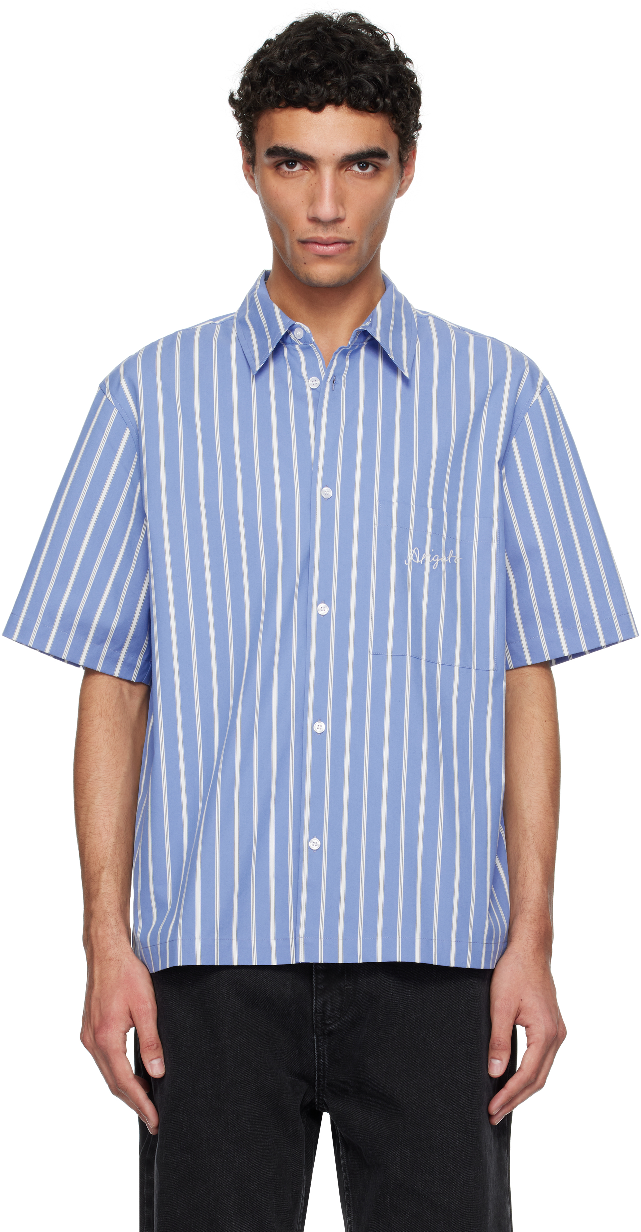 Axel Arigato Blue & White Daily Shirt In Blue/white