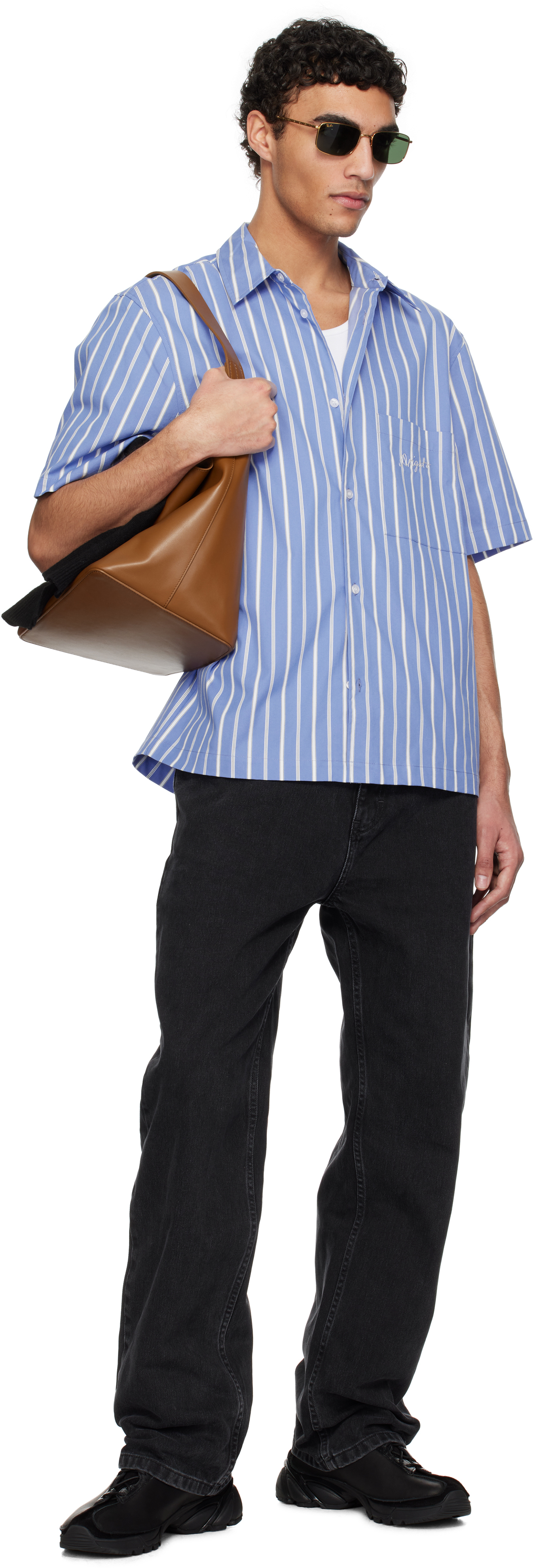 Axel Arigato Blue & White Daily Shirt In Blue/white