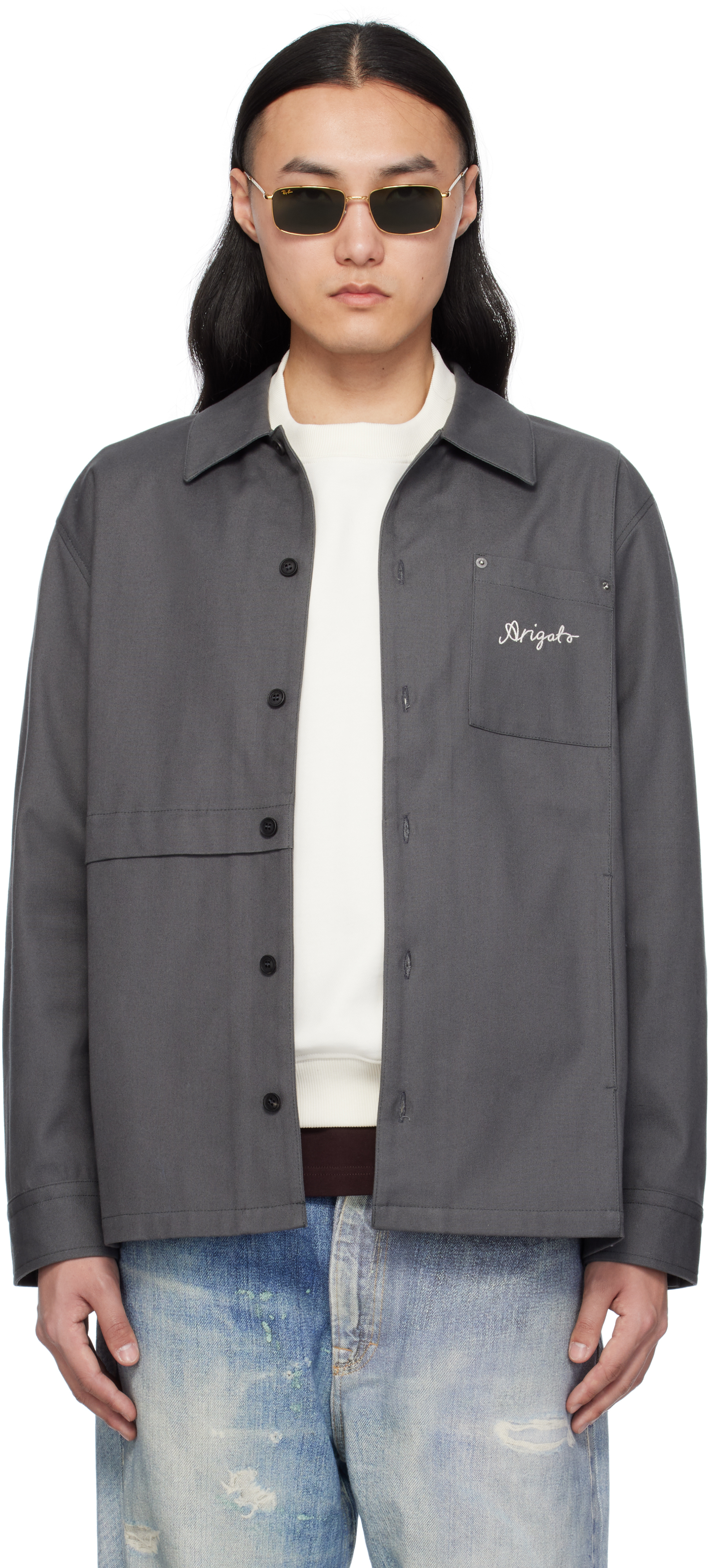 Axel Arigato Rowe Canvas Overshirt In Gray