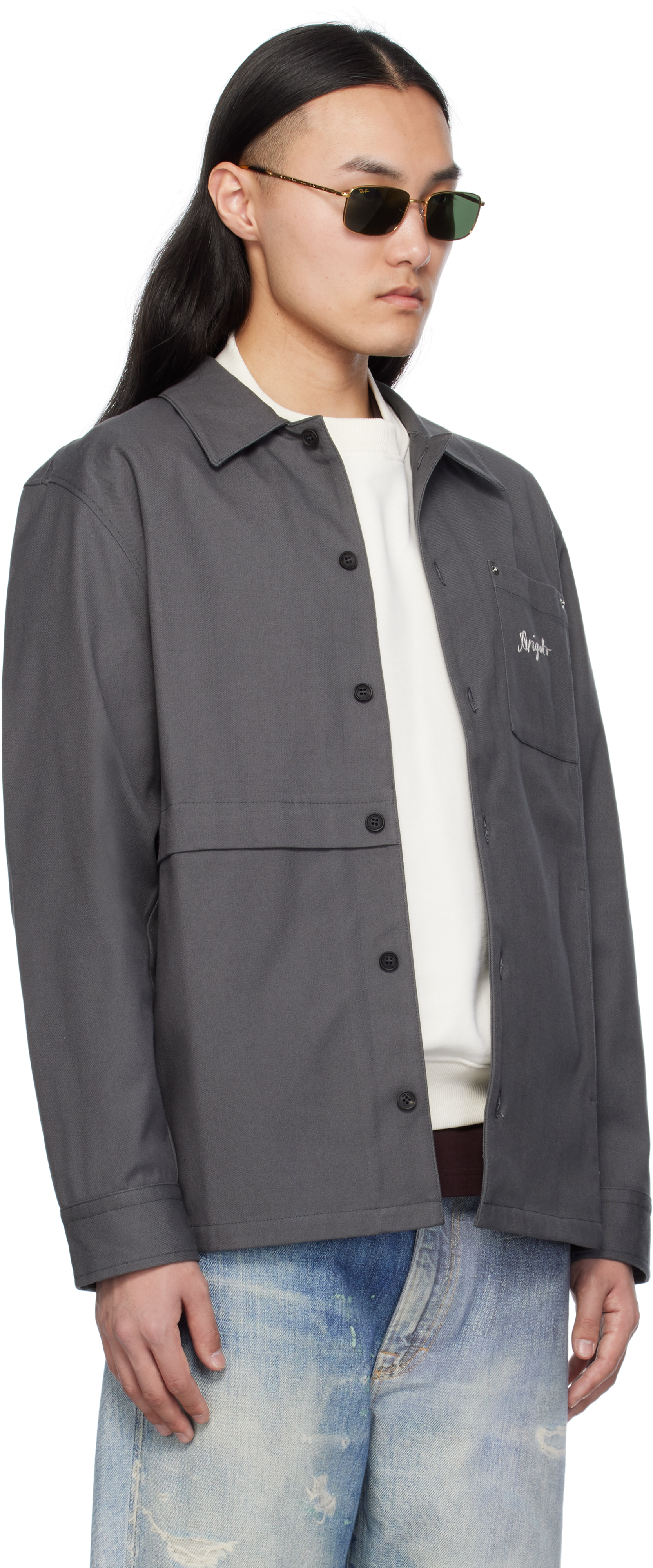 Axel Arigato Rowe Canvas Overshirt In Gray