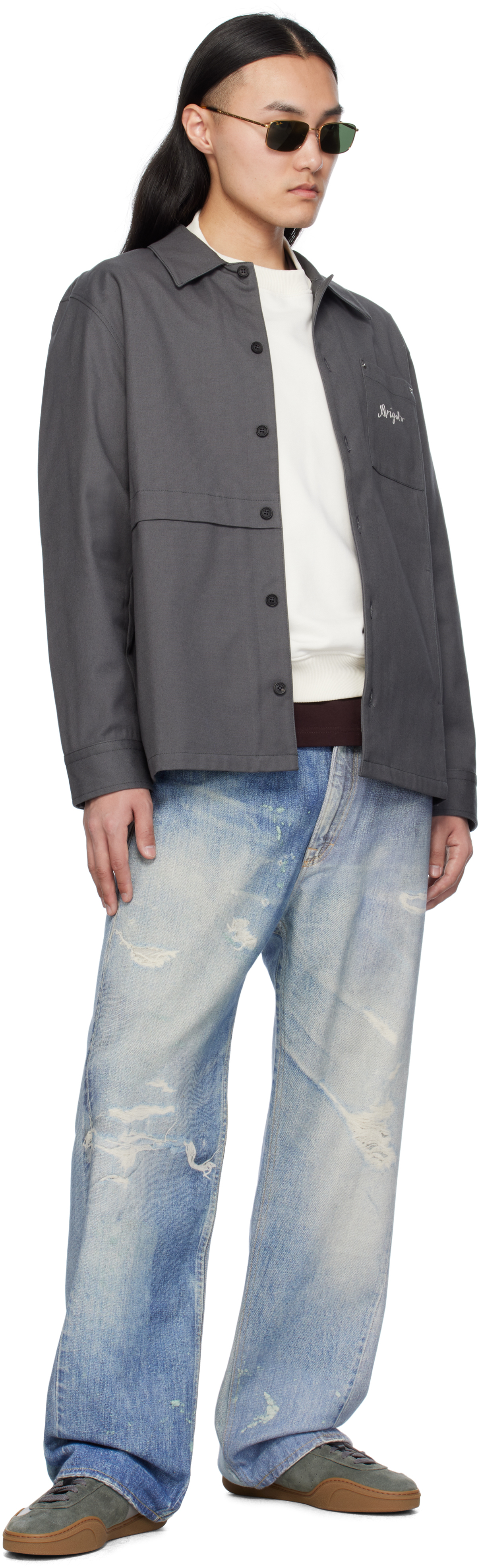 Axel Arigato Rowe Canvas Overshirt In Gray