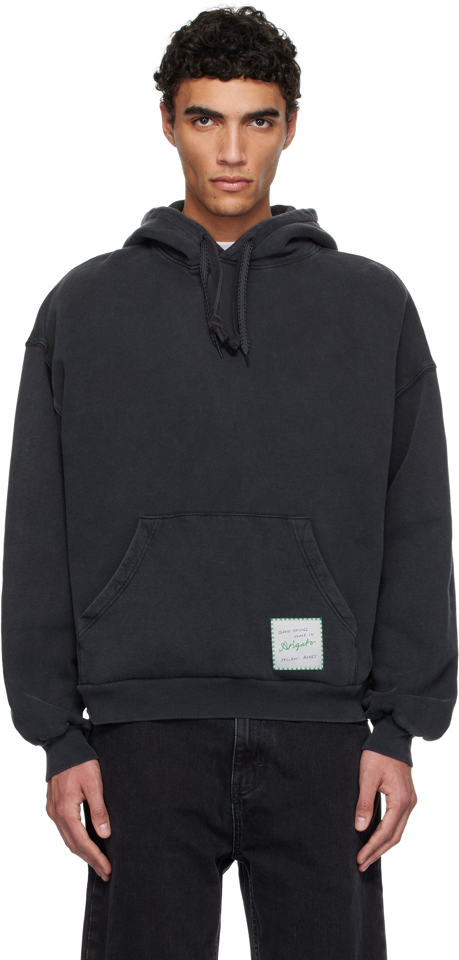 Axel Arigato Black Patch Washed Hoodie In Black