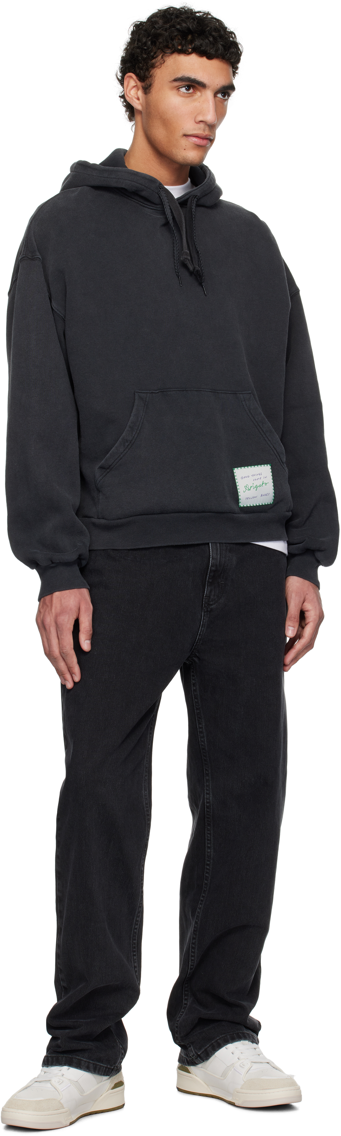 Axel Arigato Black Patch Washed Hoodie In Black