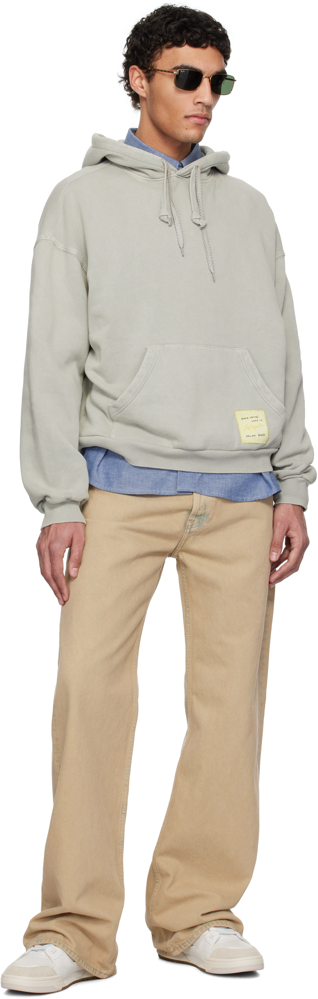 Axel Arigato Taupe Patch Washed Hoodie In Sage Green