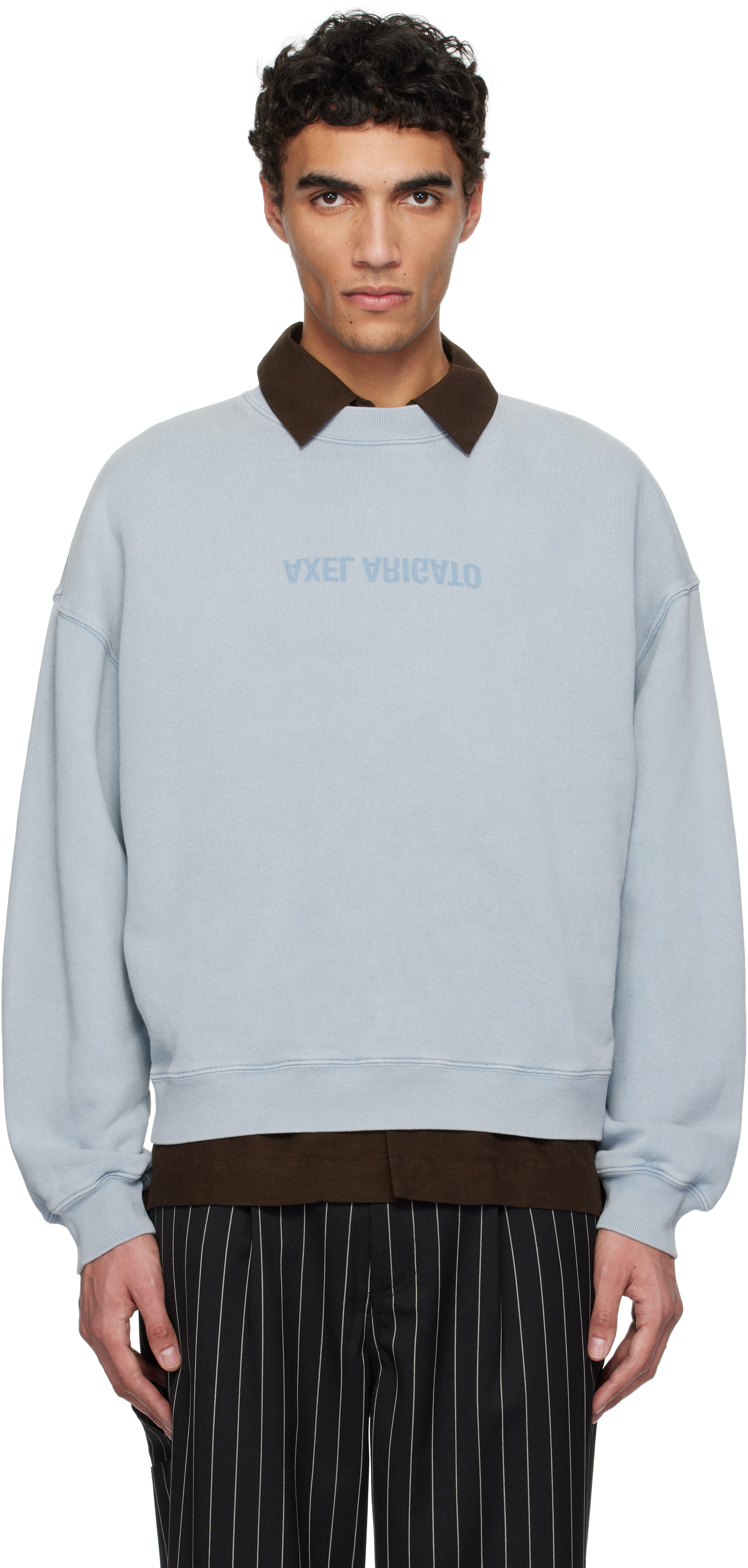 Axel Arigato Blue Distort Washed Sweatshirt In Steel Blue