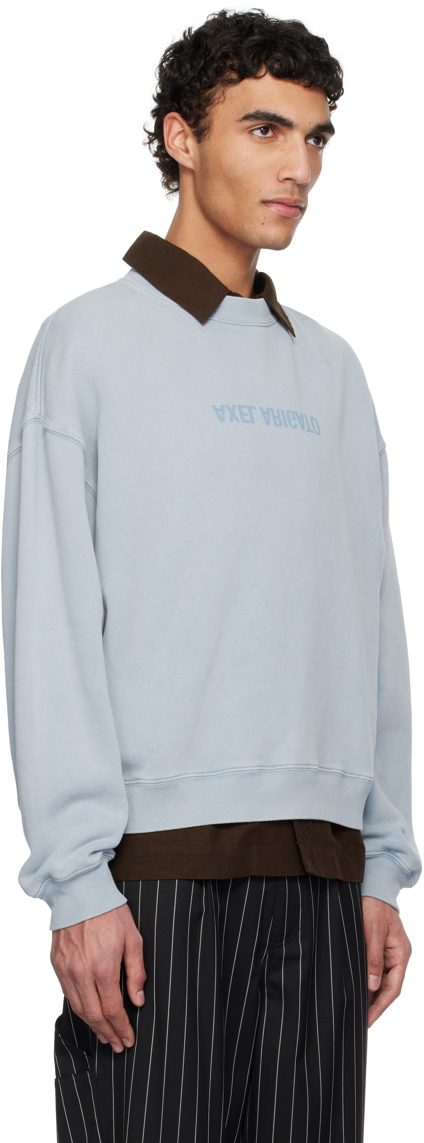 Axel Arigato Blue Distort Washed Sweatshirt In Steel Blue