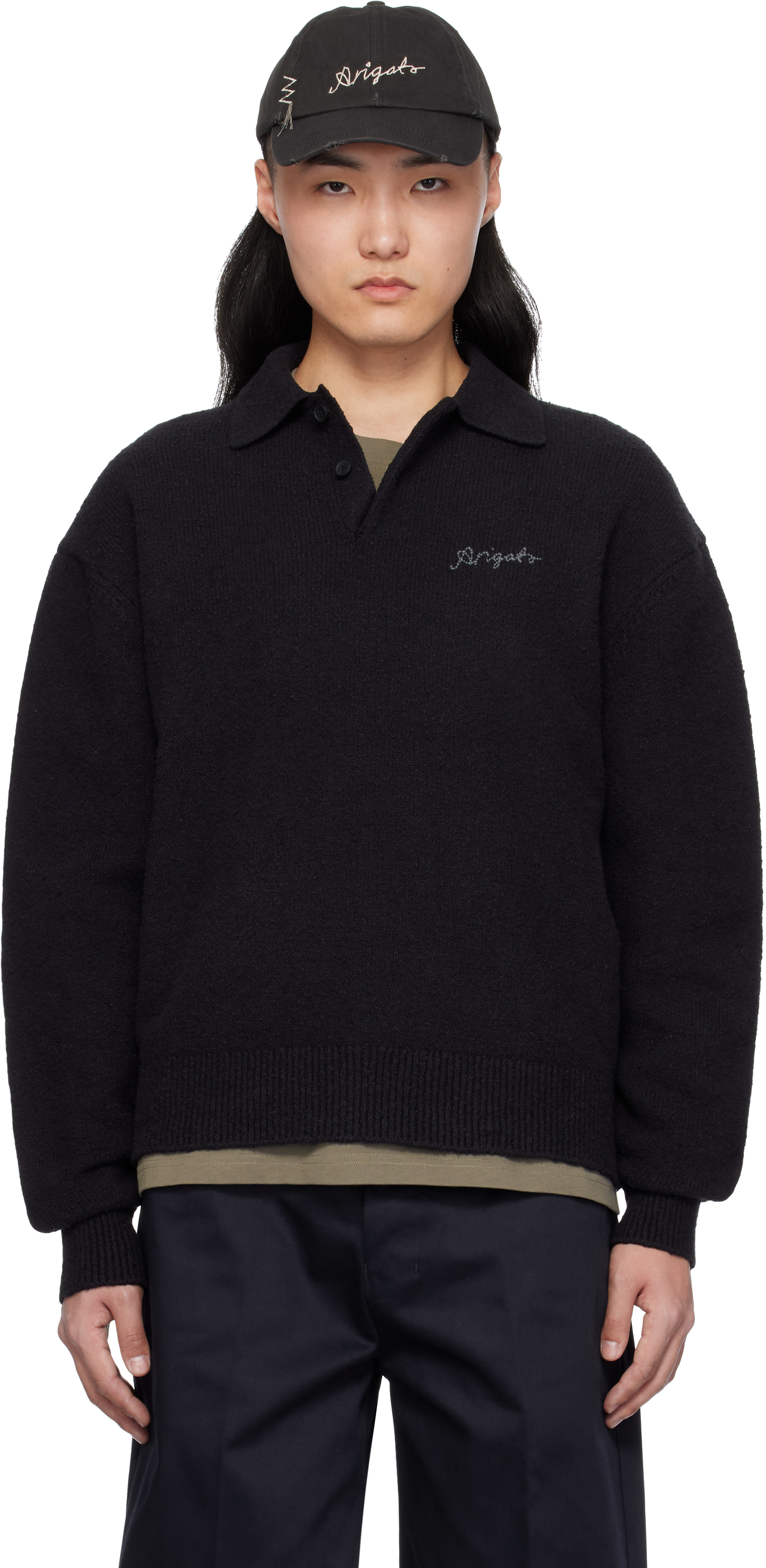 Black Scribble Polo Sweater