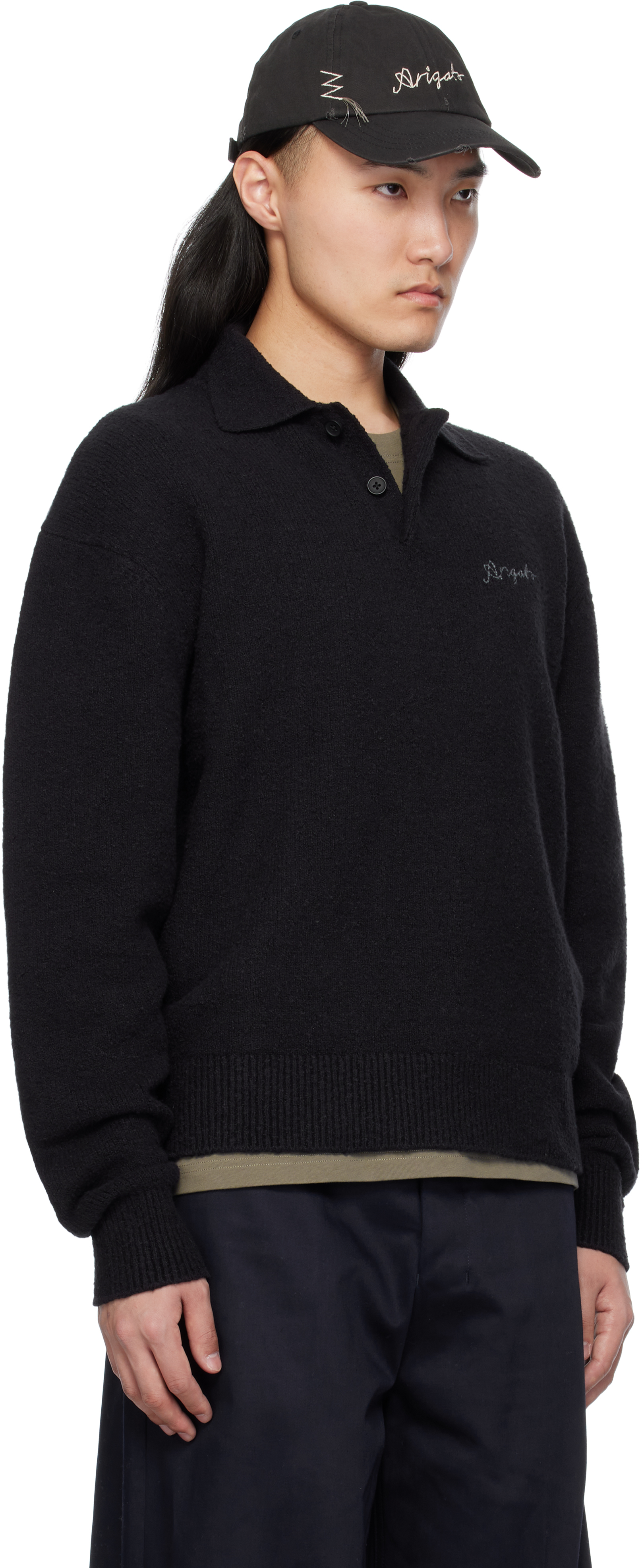 Axel Arigato Black Scribble Polo Sweater In Black