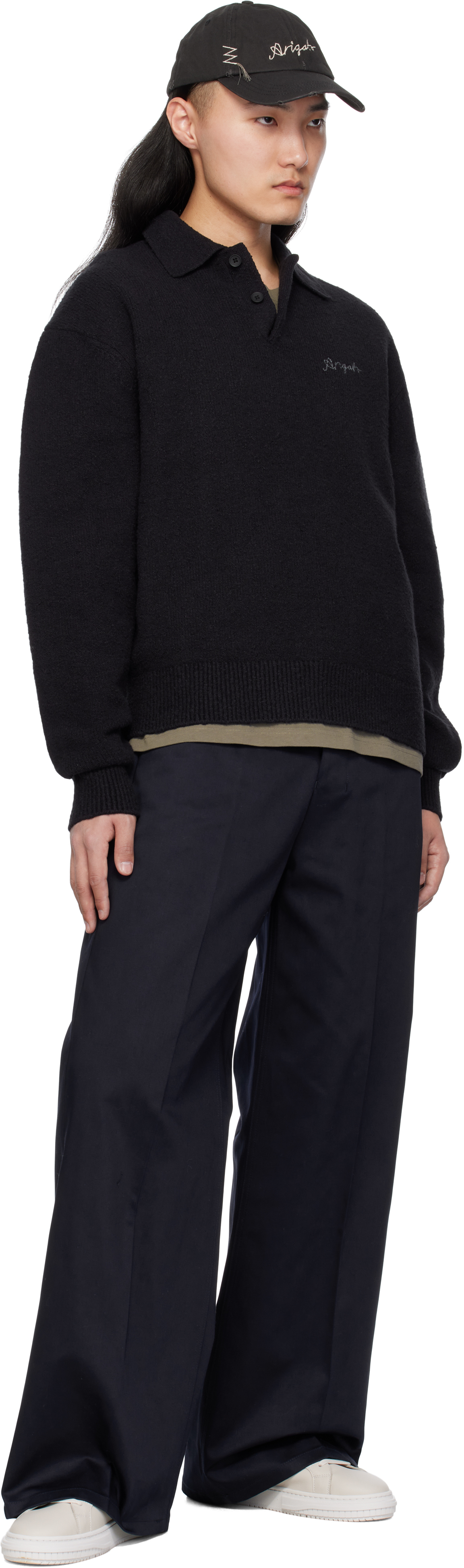 Axel Arigato Black Scribble Polo Sweater In Black