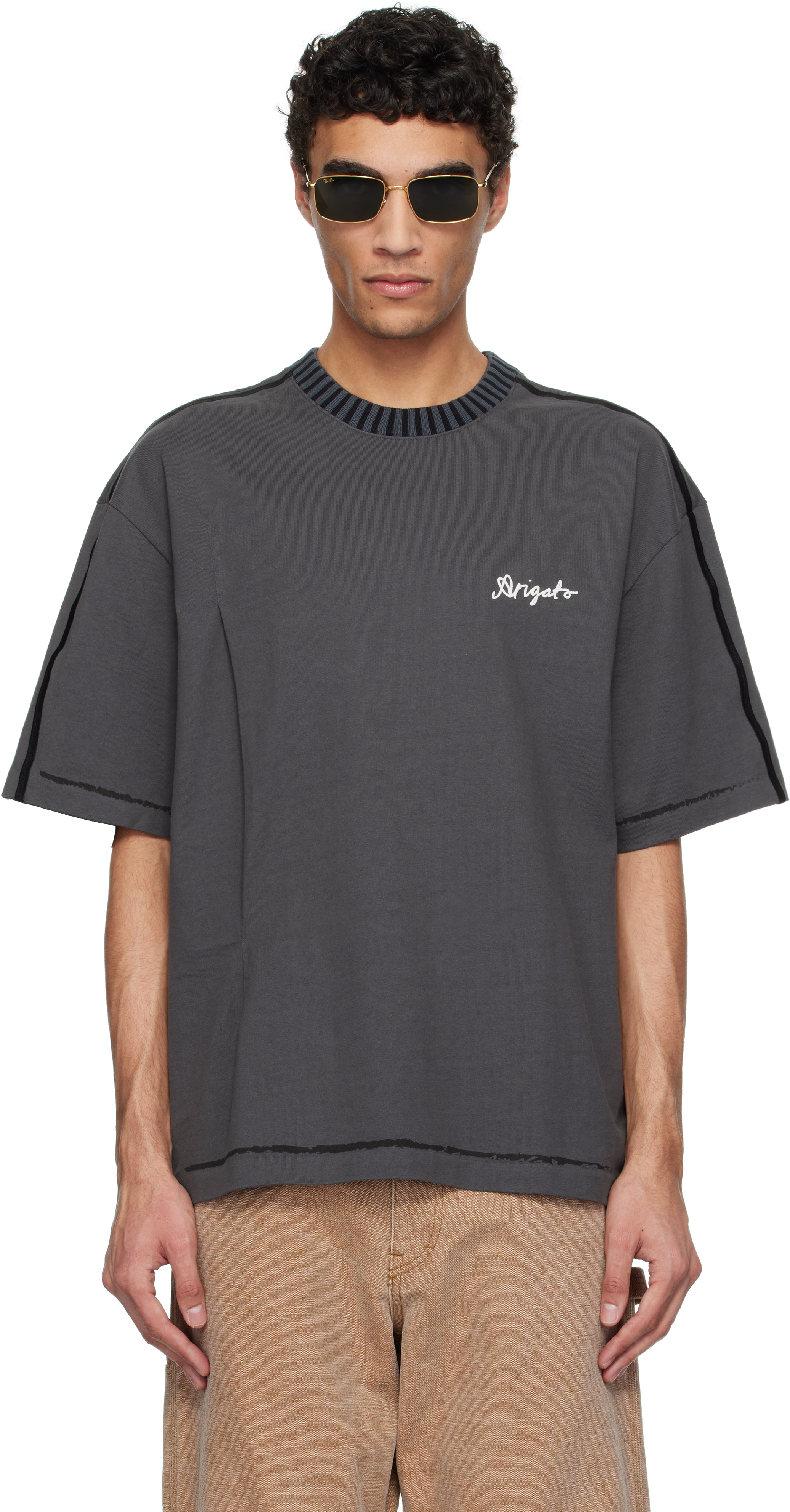 【関税込み】Axel Arigato グレー Seam リラックス Tシャツ Axel Arigato: グレー Seam リラックス Tシャツ | SSENSE 日本