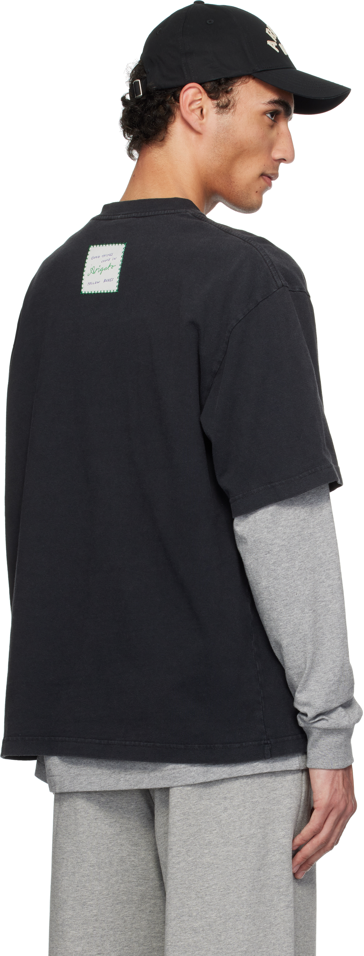 Axel Arigato Grey Crewneck T-shirt With Typo Embroidery In Black