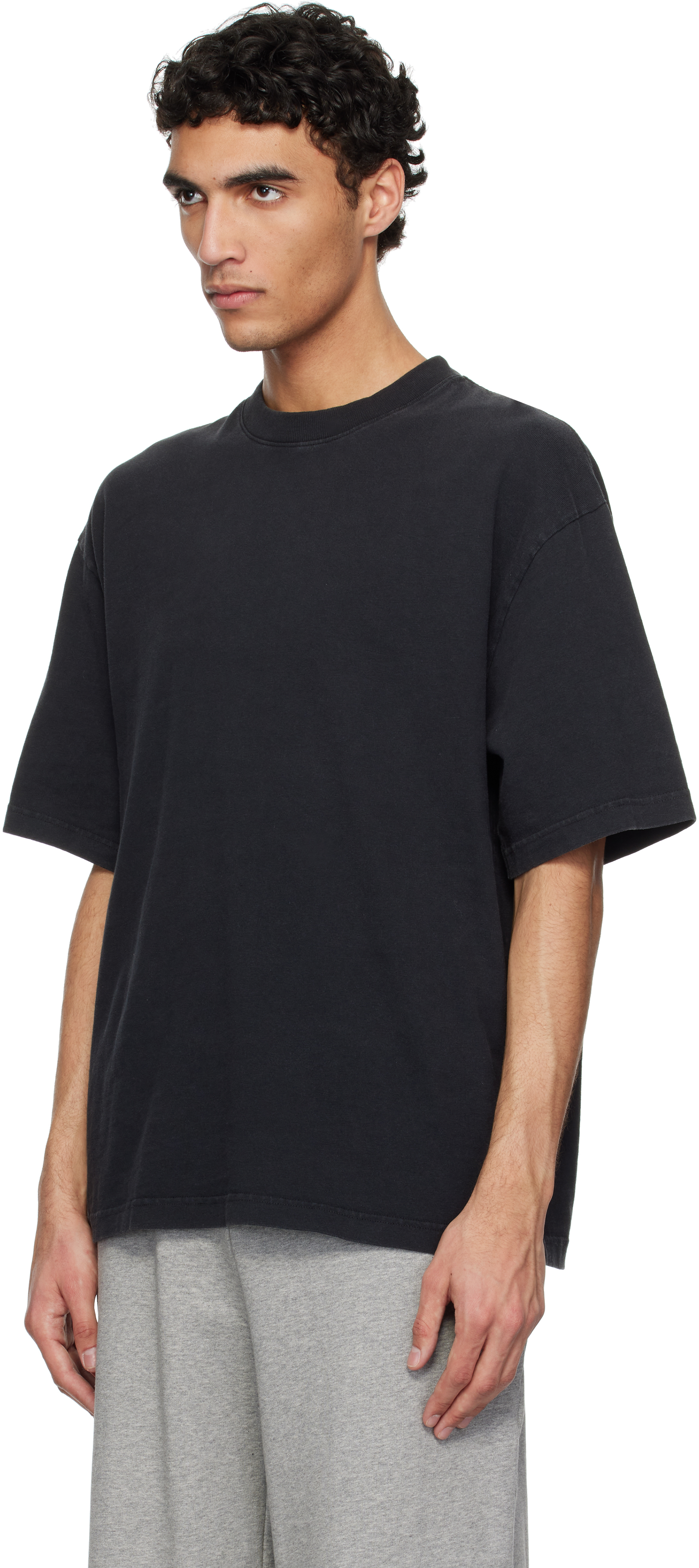 Axel Arigato Grey Crewneck T-shirt With Typo Embroidery In Black
