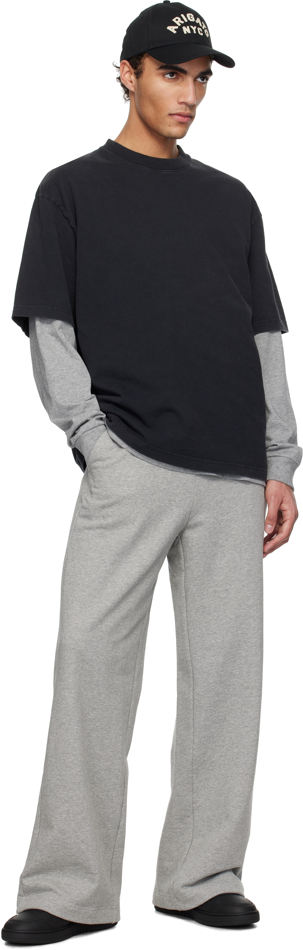 Axel Arigato Grey Crewneck T-shirt With Typo Embroidery In Black