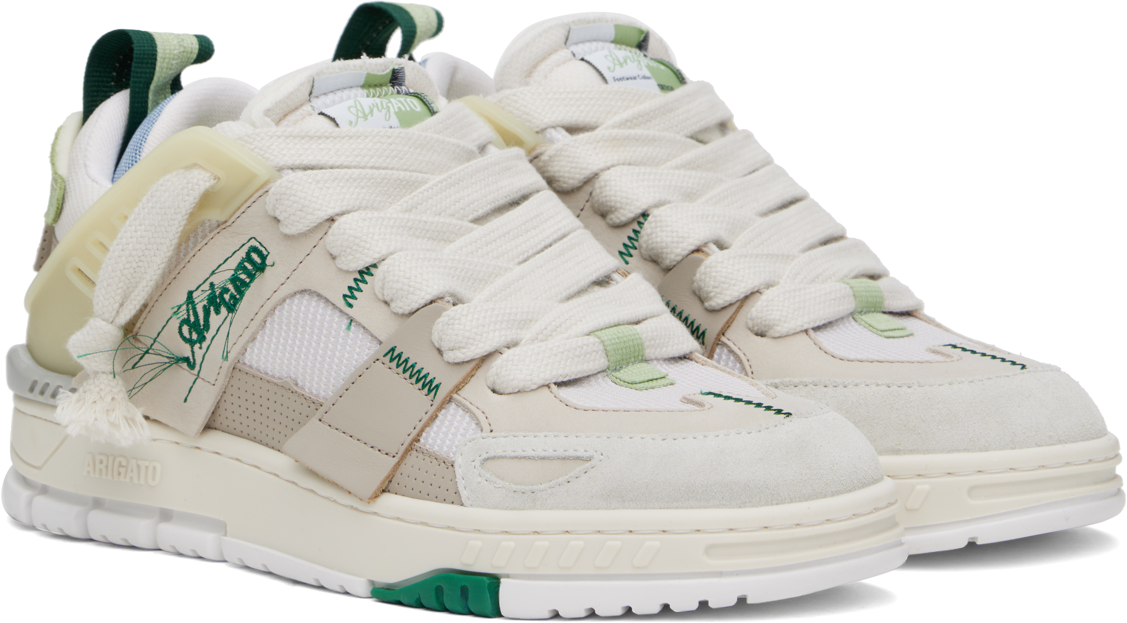 Axel Arigato Sneakers Area Patchwork In Dk Beige/lt Green