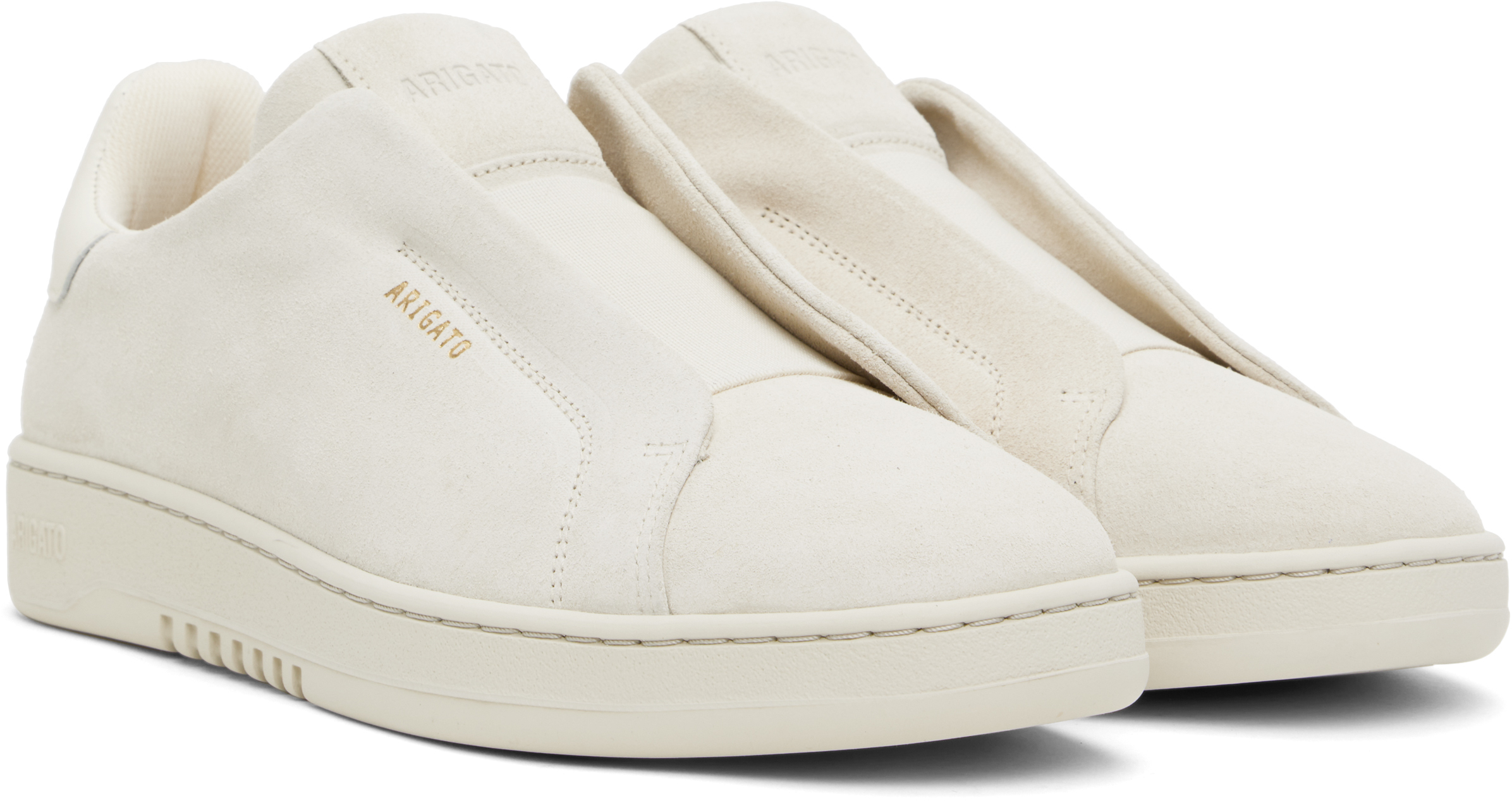 Axel Arigato Dice Laceless White Low Top Slip-on Sneakers In Suede Man In Off White/white