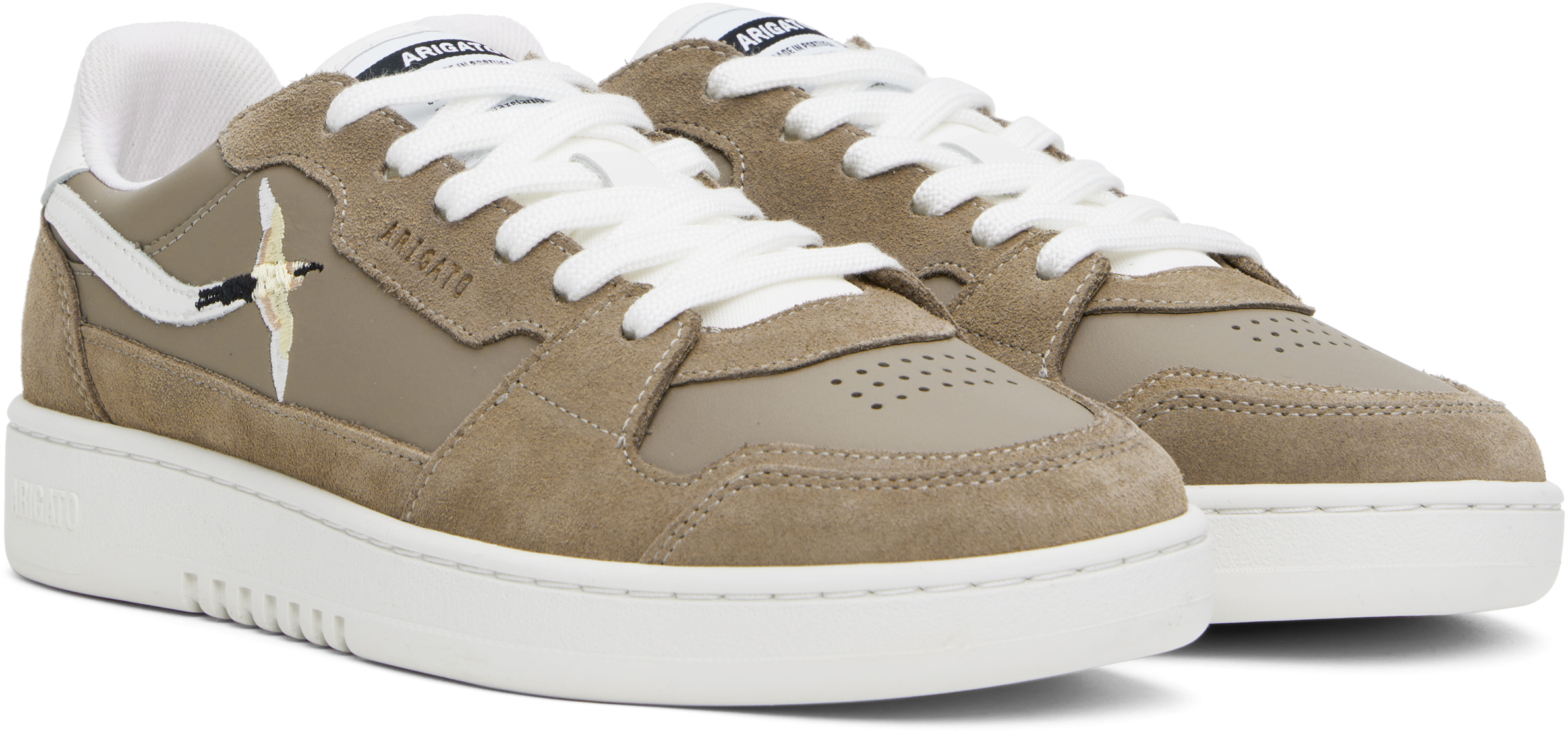 Axel Arigato Suede Dice Lo Bee Bird Low-top Sneakers In Dk Beige/white