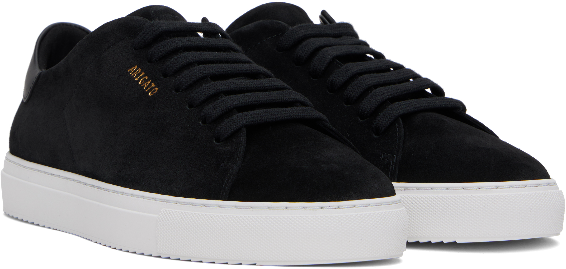 Axel Arigato '90 Clean' Black Low Top Sneakers With Logo Lettering On The Side In Black/white