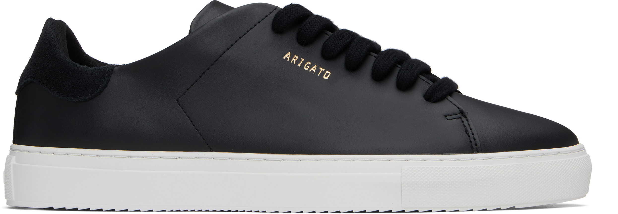 Axel Arigato 90 Clean Black Low Top Sneakers With Logo Lettering On The Side In Leather Man In Black