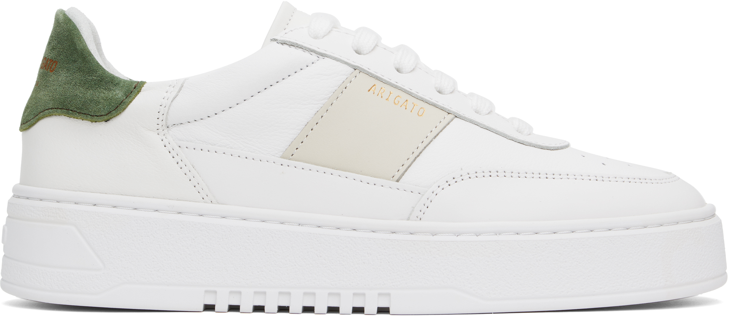 White & Green Orbit Vintage Sneakers by Axel Arigato on Sale
