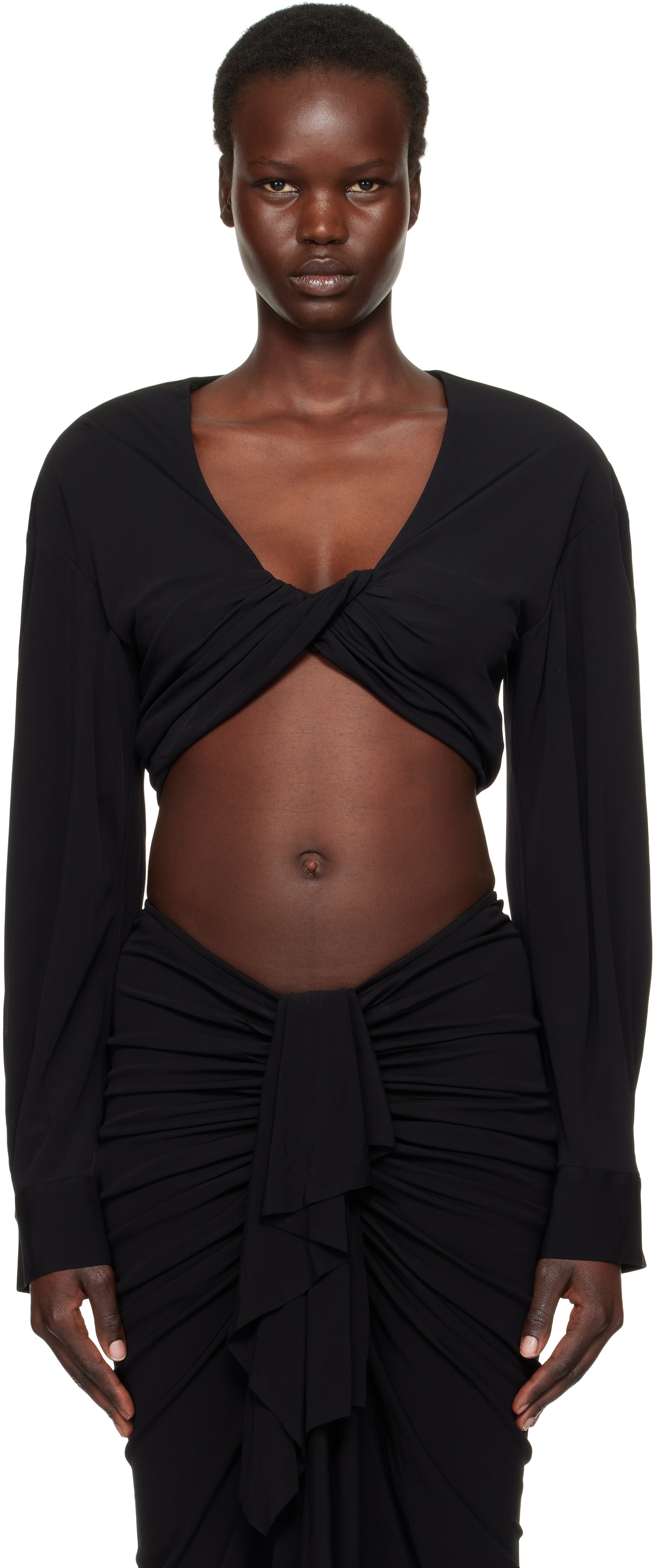 Black Vivenda Drape Top