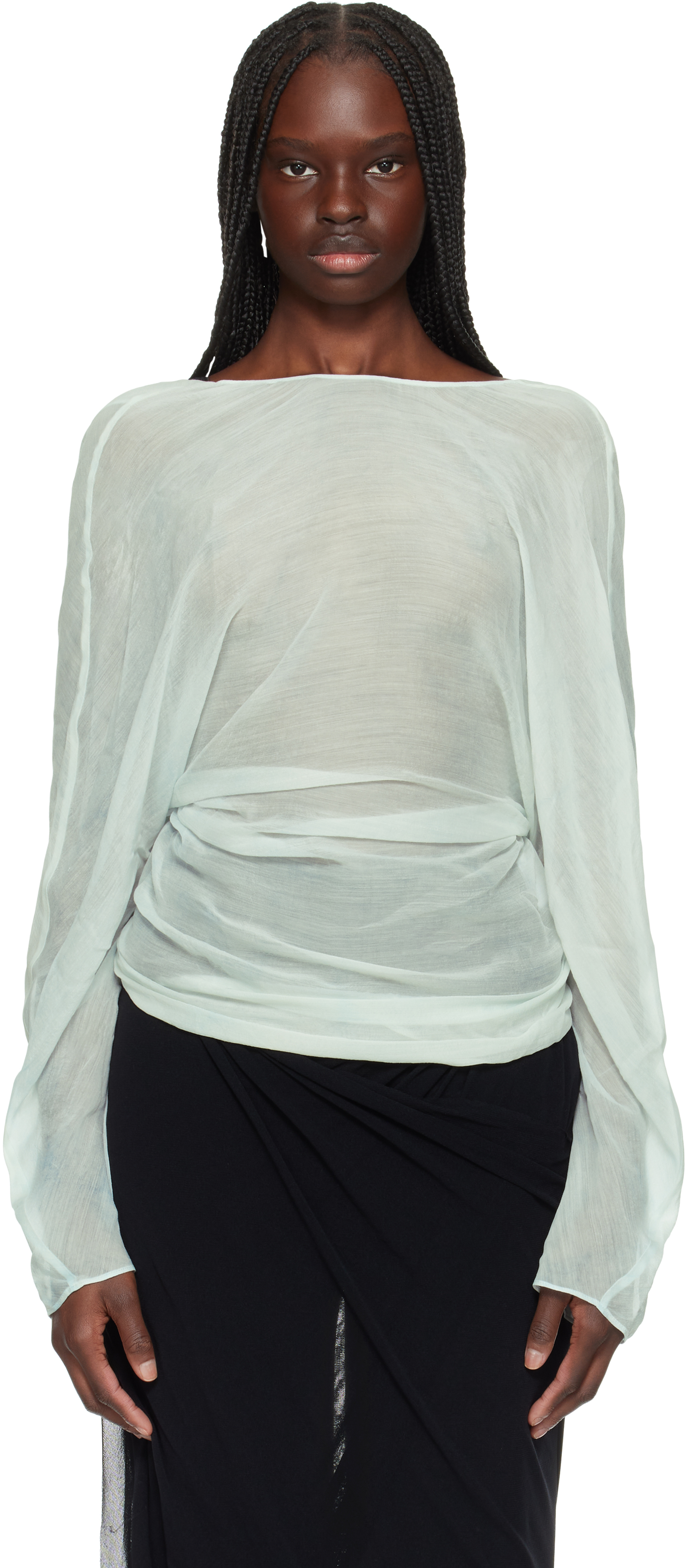 Christopher Esber Blue Latticed Lace Shrug Top In Clear Blue