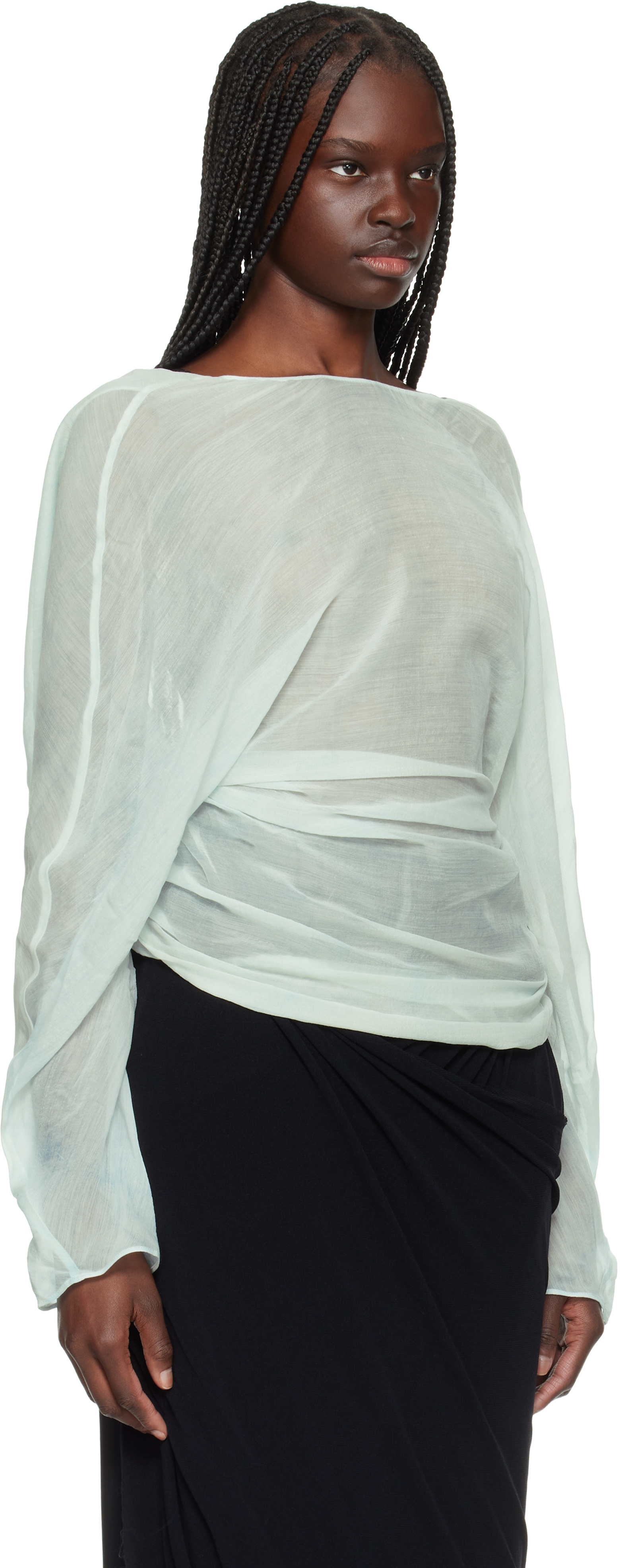 Christopher Esber Blue Latticed Lace Shrug Top In Clear Blue
