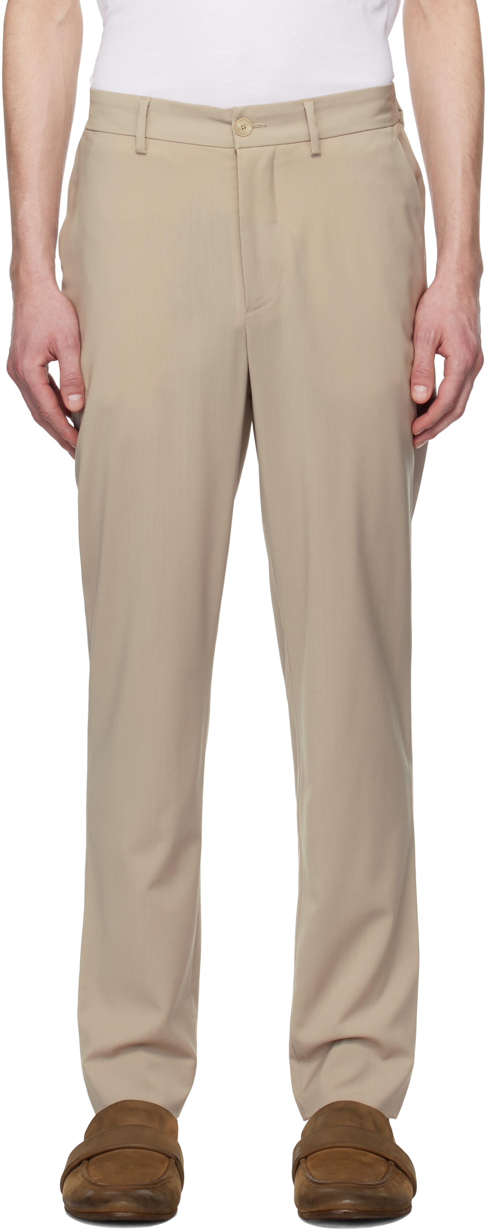 Beige Tropical Wool Trousers