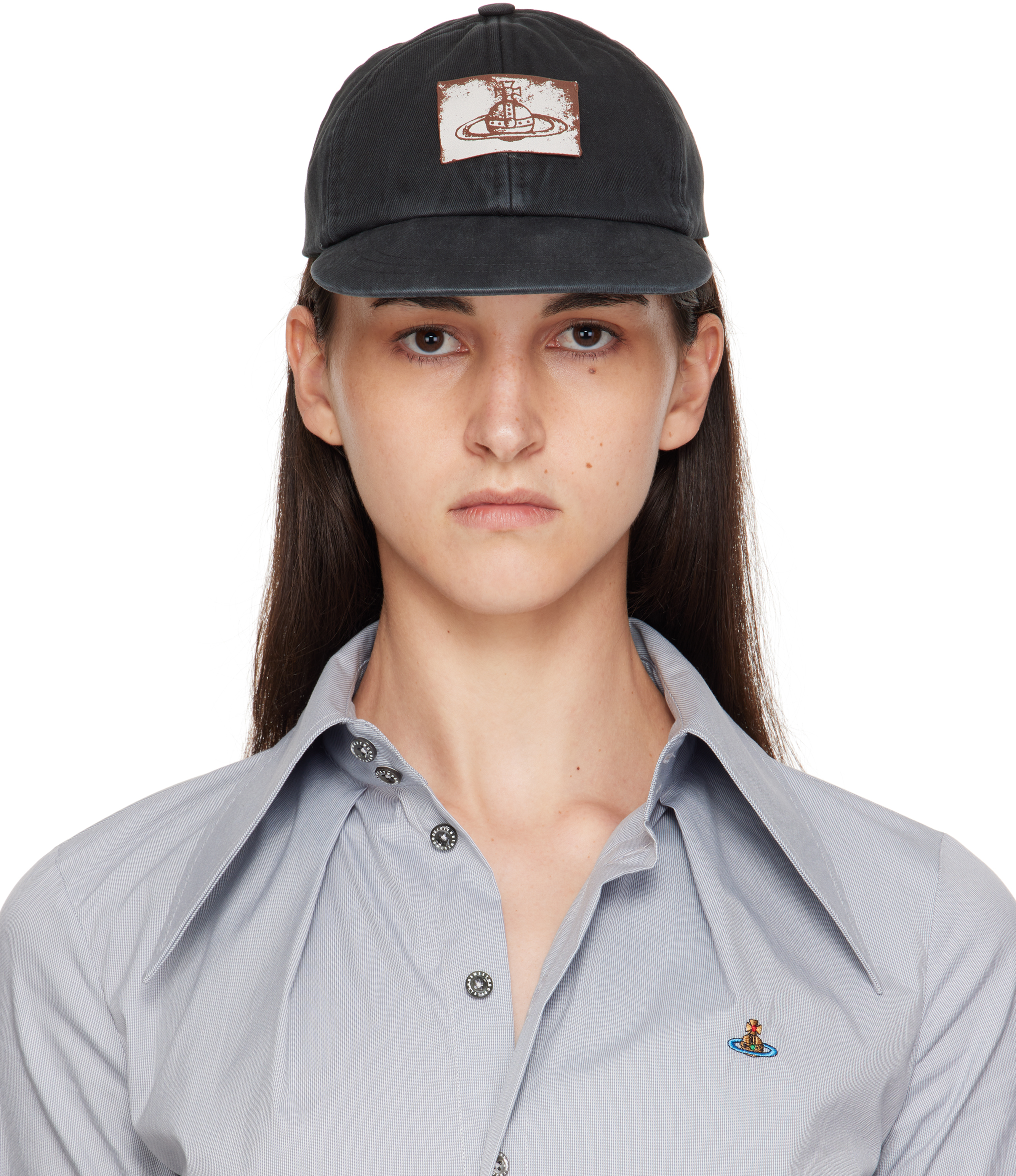 Vivienne Westwood Black Cotton Twill Baseball Cap In Black