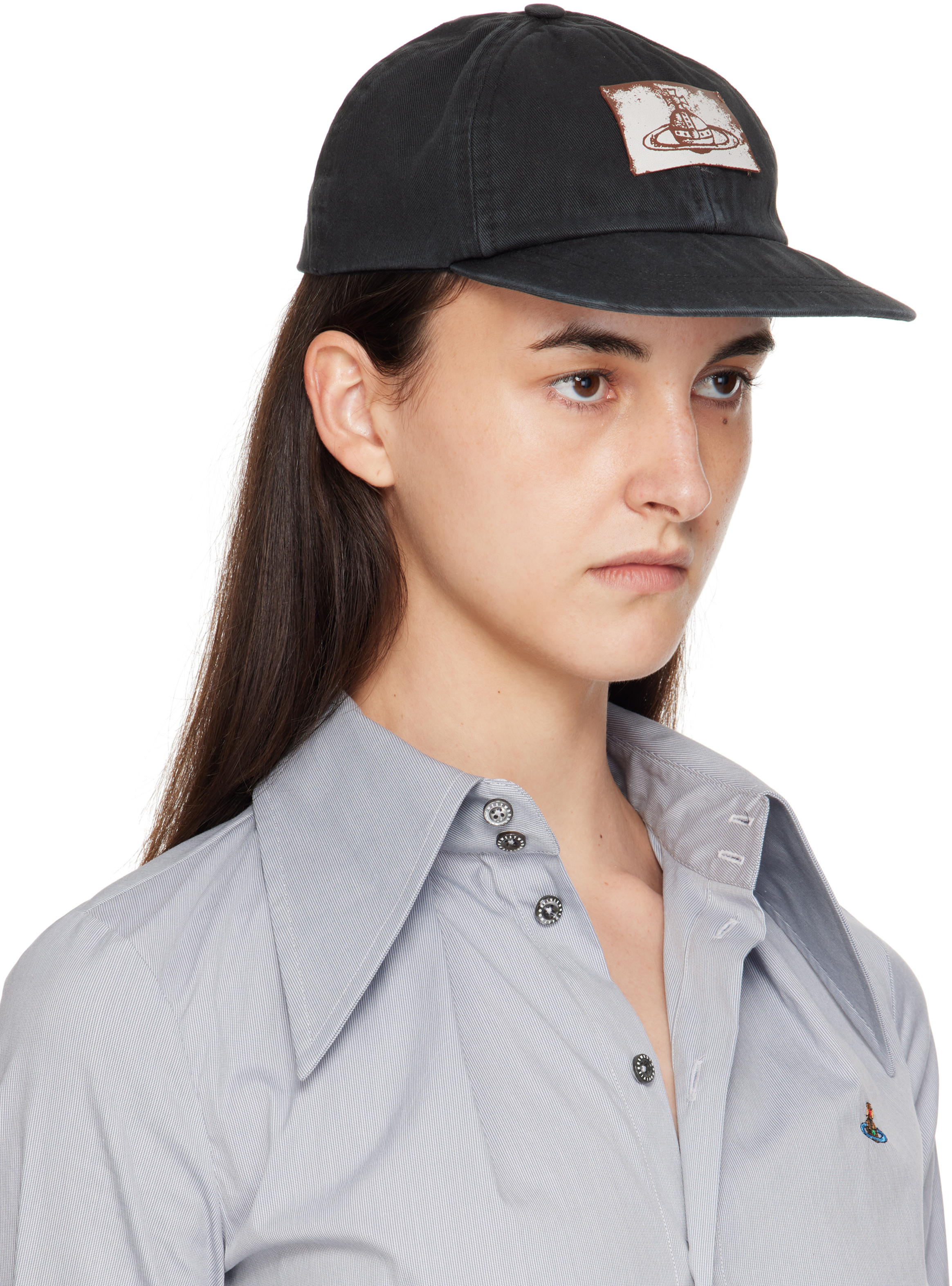 Vivienne Westwood Black Cotton Twill Baseball Cap In Black