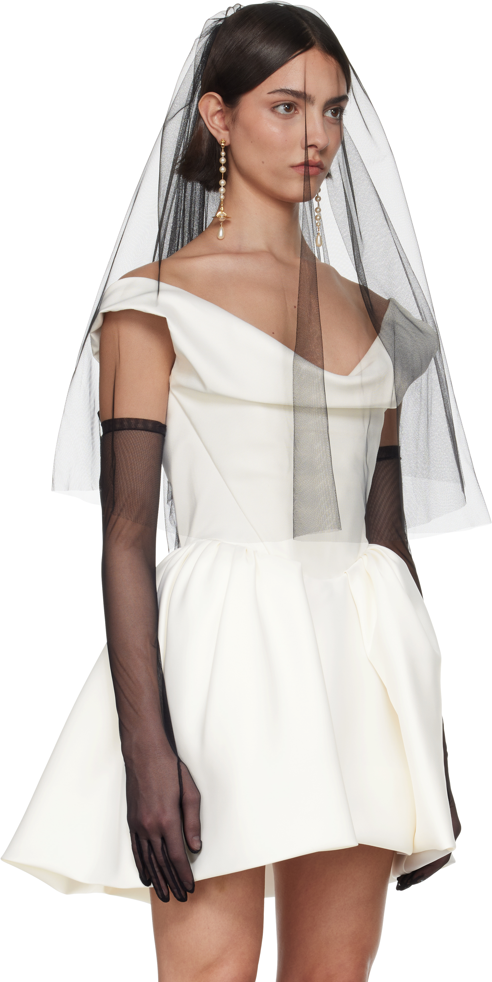 Vivienne Westwood Ssense Bridal Capsule Classic Short Veil In N401 Black