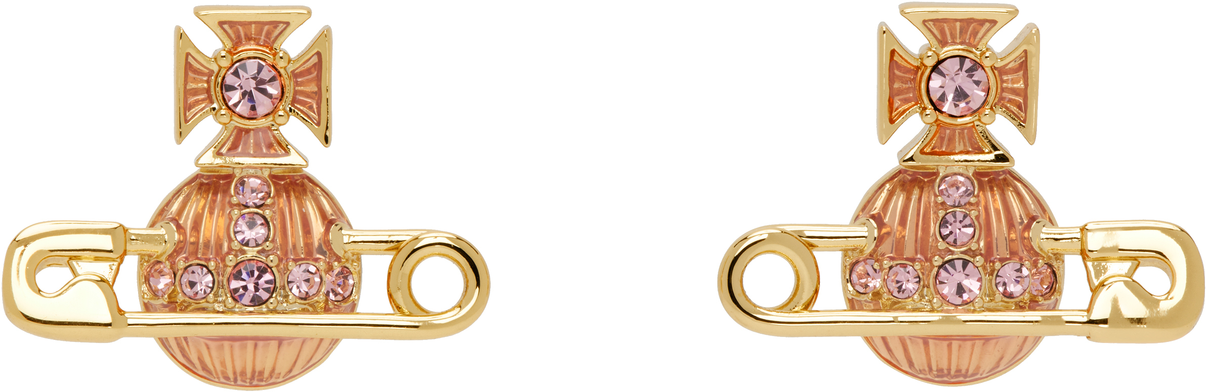 VIVIENNE WESTWOO【Kitty ピアス Brass - Gold】 ☆vivienne westwood☆KITTY 安全ピン&オーブロゴ ピアス