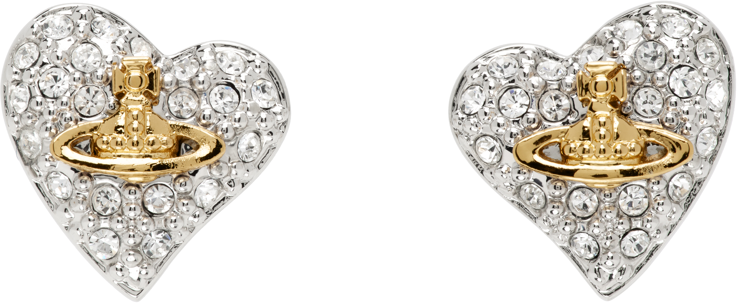 Vivienne Westwood: シルバー Tiny Diamante Heart ピアス