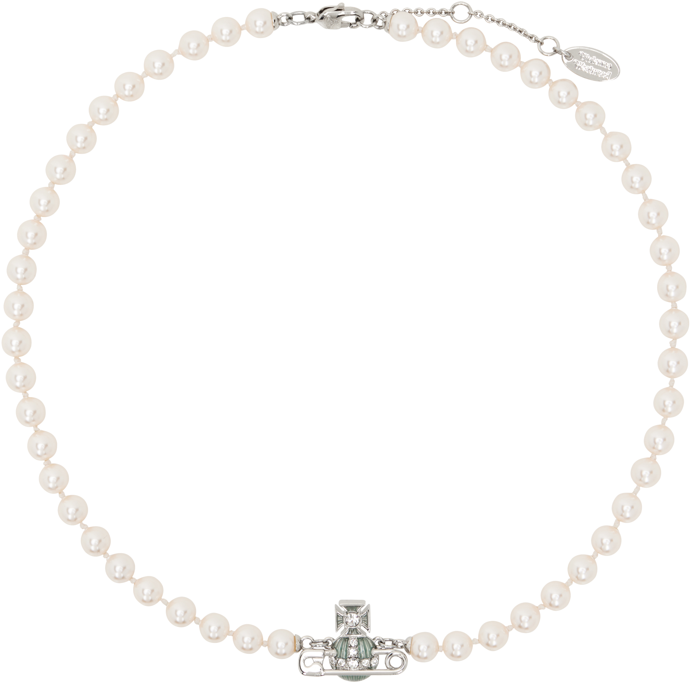 【Vivienne Westwood】Kitty Faux-Pearl ネックレス Vivienne Westwood: シルバー＆ブルー Kitty Faux-Pearl