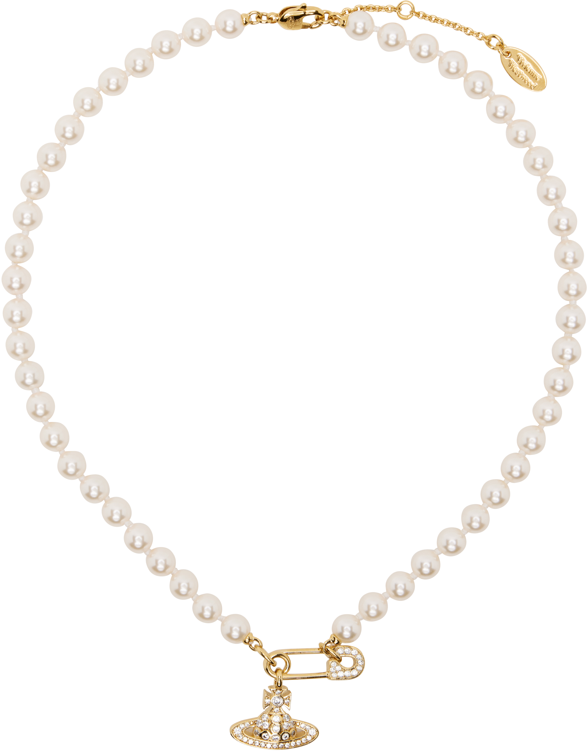 Vivienne Westwood Gold & White Lucrece Faux-pearl Necklace In R233 Gold Light Crea