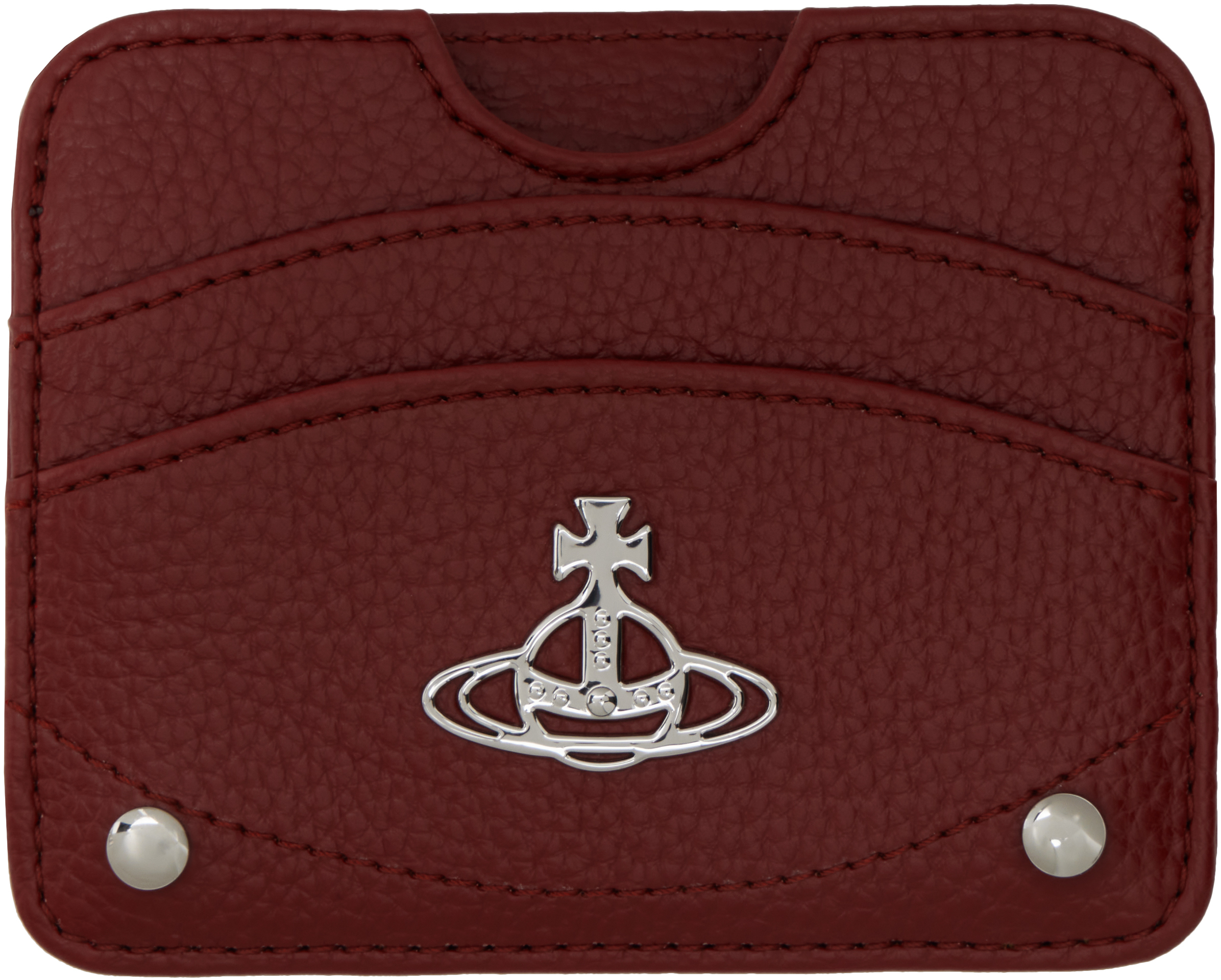 Vivienne Westwood Red Half Moon Flat Card Holder In Burgundy