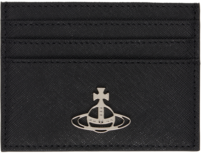 【VIVIENNE WESTWOOD】Washed Leather Flat Card Holder Black Vivienne Westwood Flat Card Holder | Black | FARFETCH