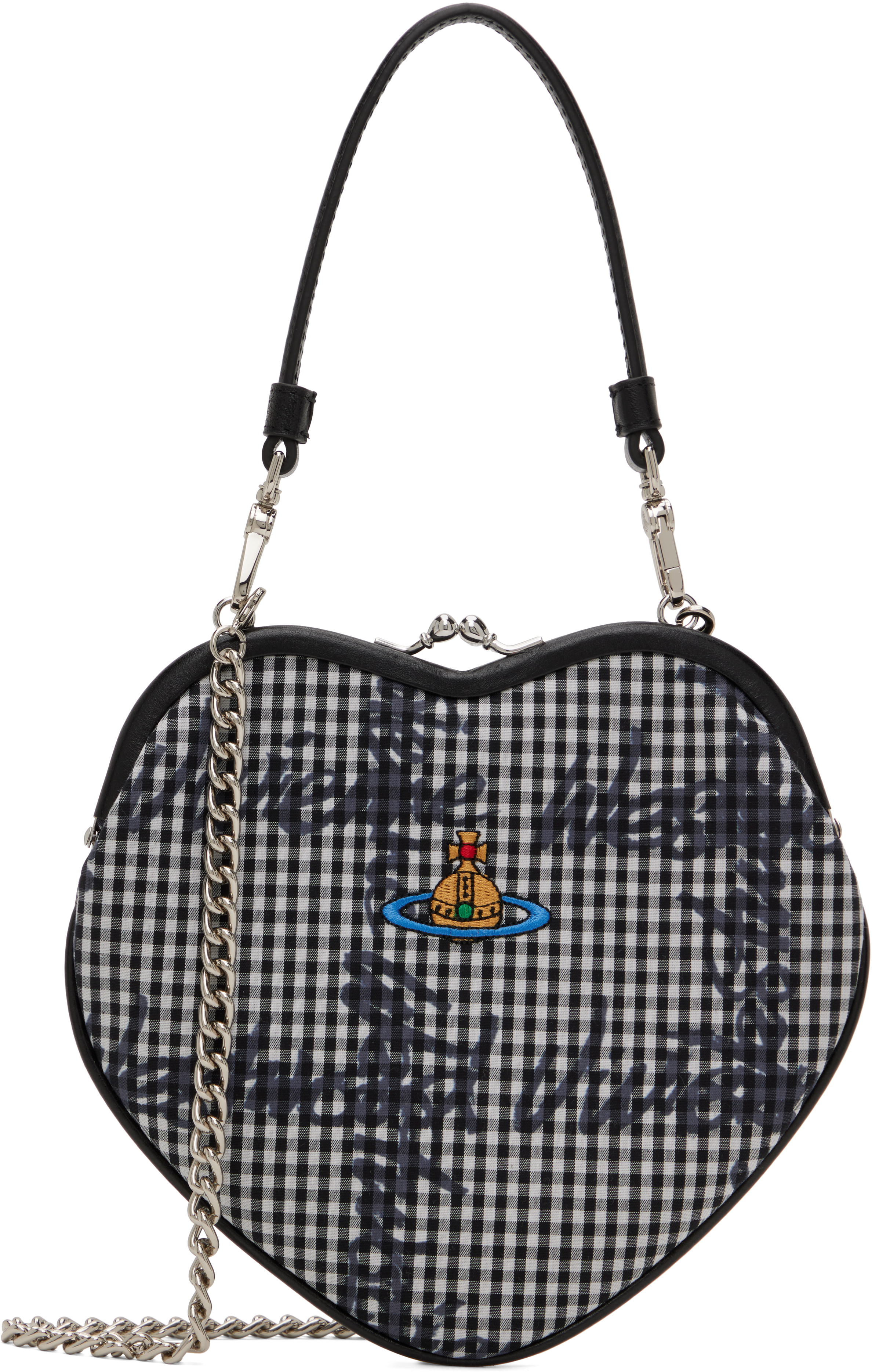 Black & White Belle Heart Frame Bag by Vivienne Westwood on Sale