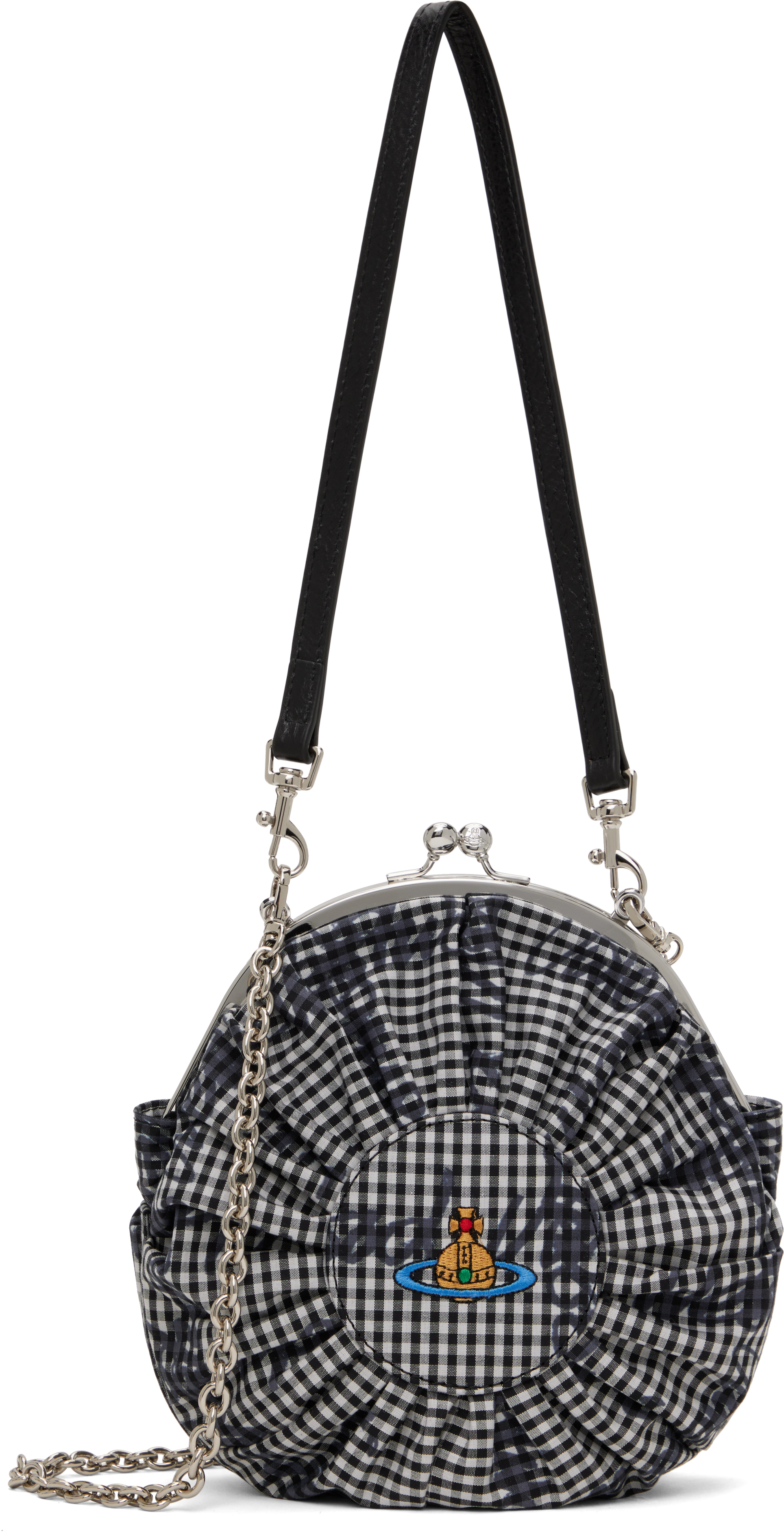 Black & White Rosie Circle Frame Crossbody Bag