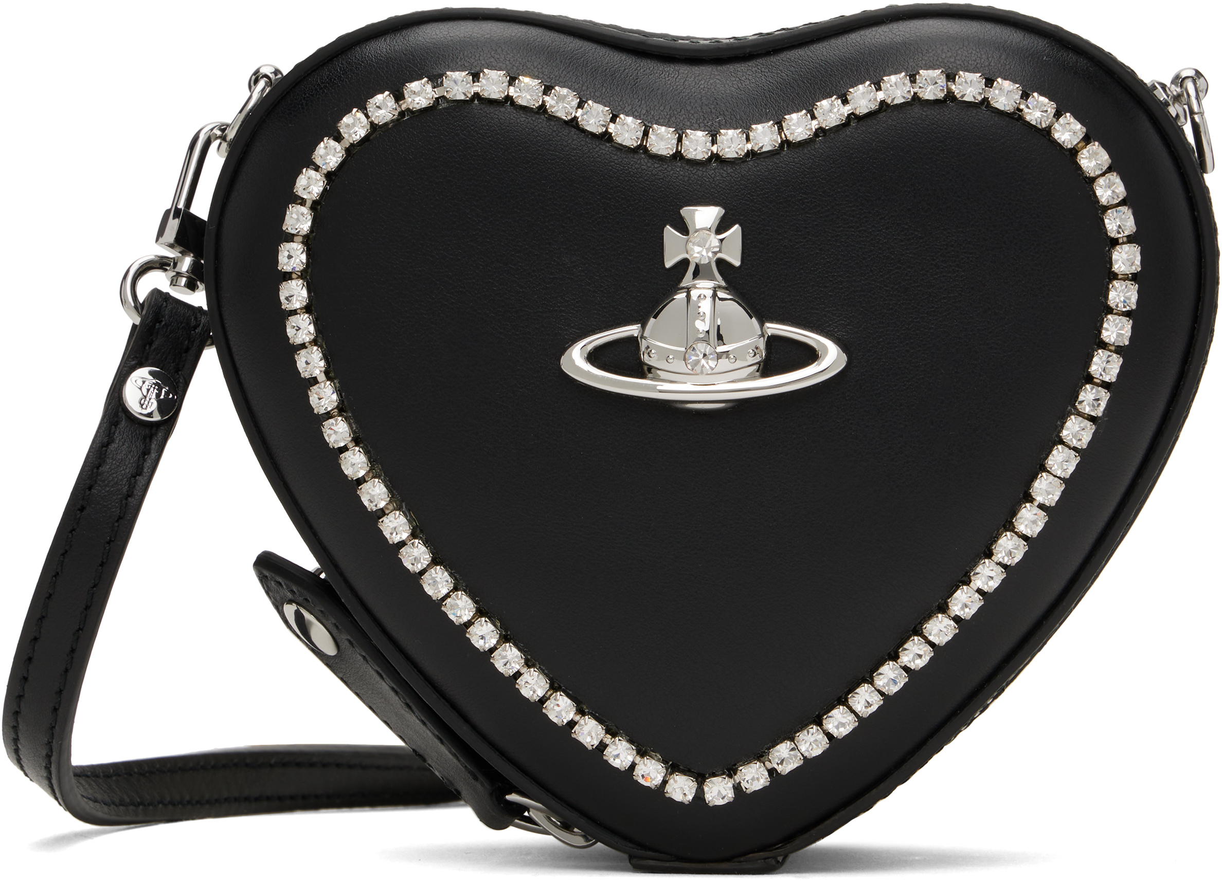 Vivienne Westwood ブラック ミニ Heart クロスボディバッグ Vivienne Westwoodのブラック ミニ Heart クロスボディバッグが
