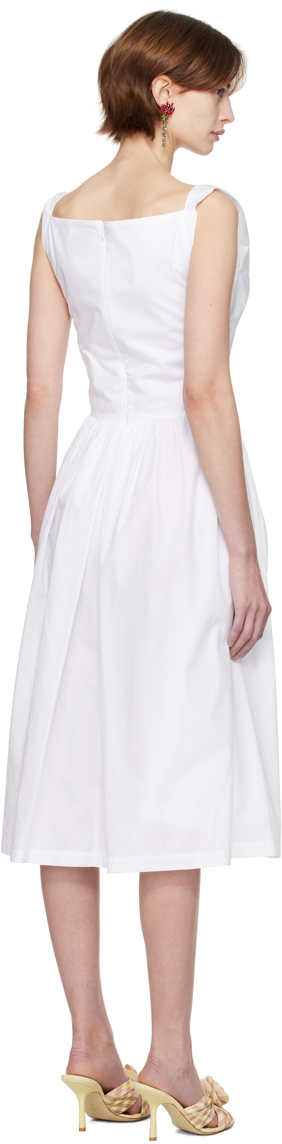 Vivienne Westwood Sunday Draped Cotton And Silk Midi Dress In A401 White